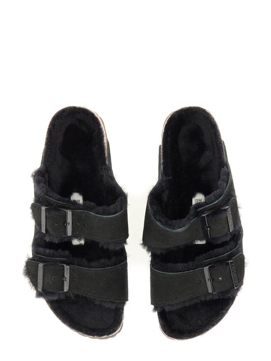 Birkenstock 'arizona' Black Sandals With Logo Lettering On The Buckle In Black