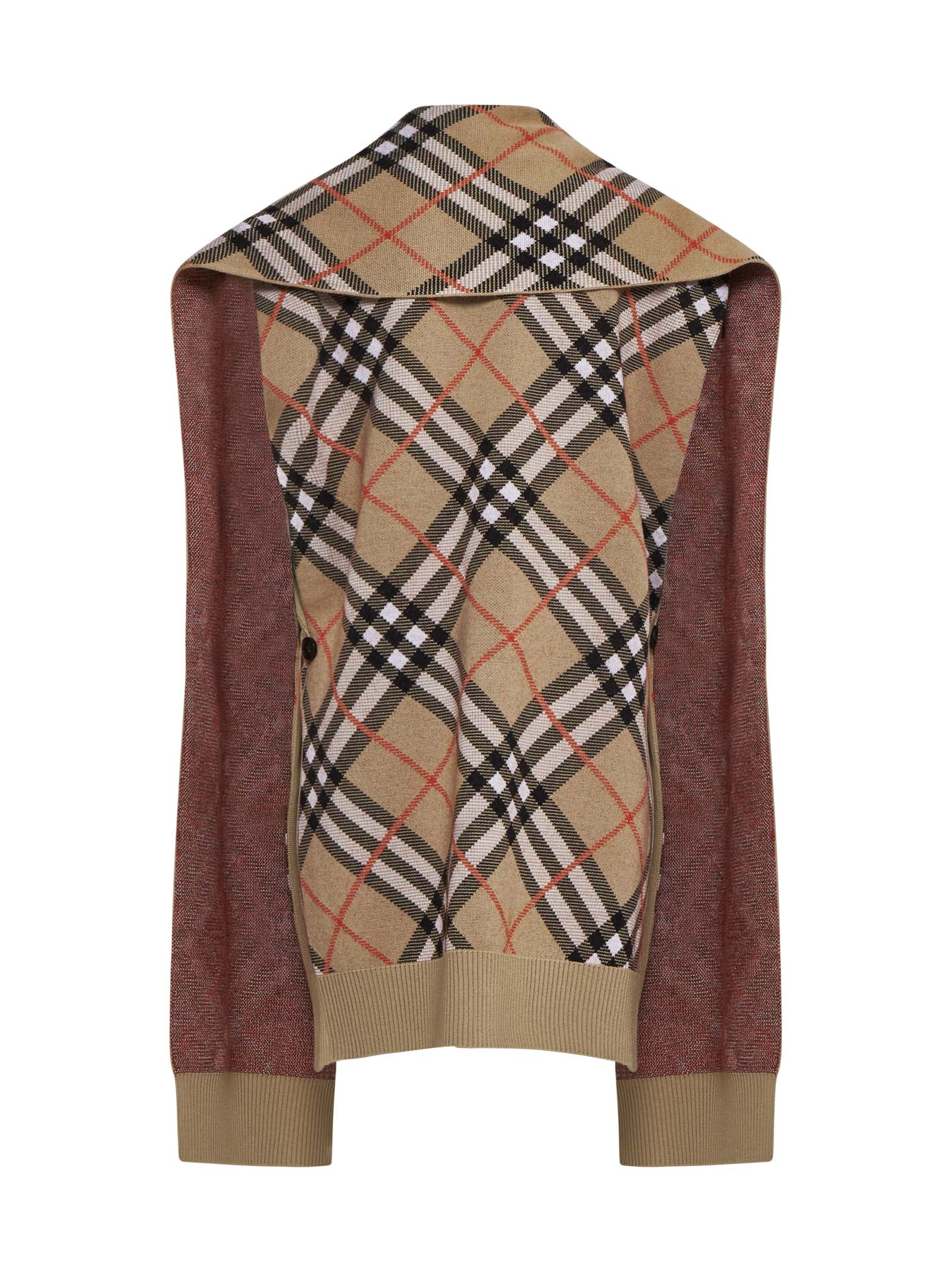 Shop Burberry Cardigan In Sand Ip Check