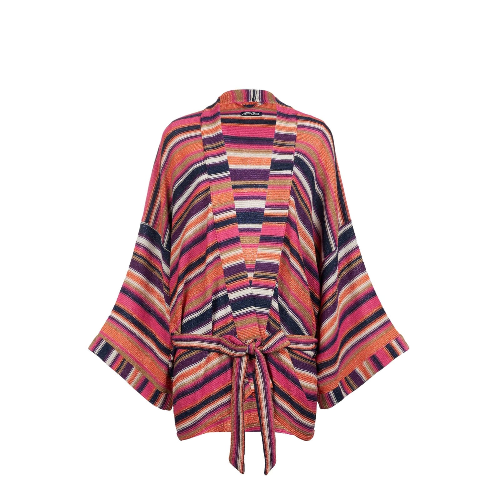 Mc2 Saint Barth Multicolor Violet Knitted Kimono In Purple