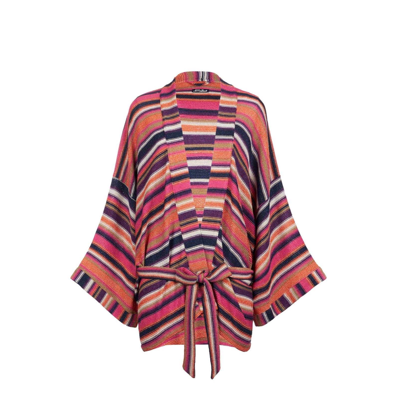 Shop Mc2 Saint Barth Multicolor Violet Knitted Kimono In Purple