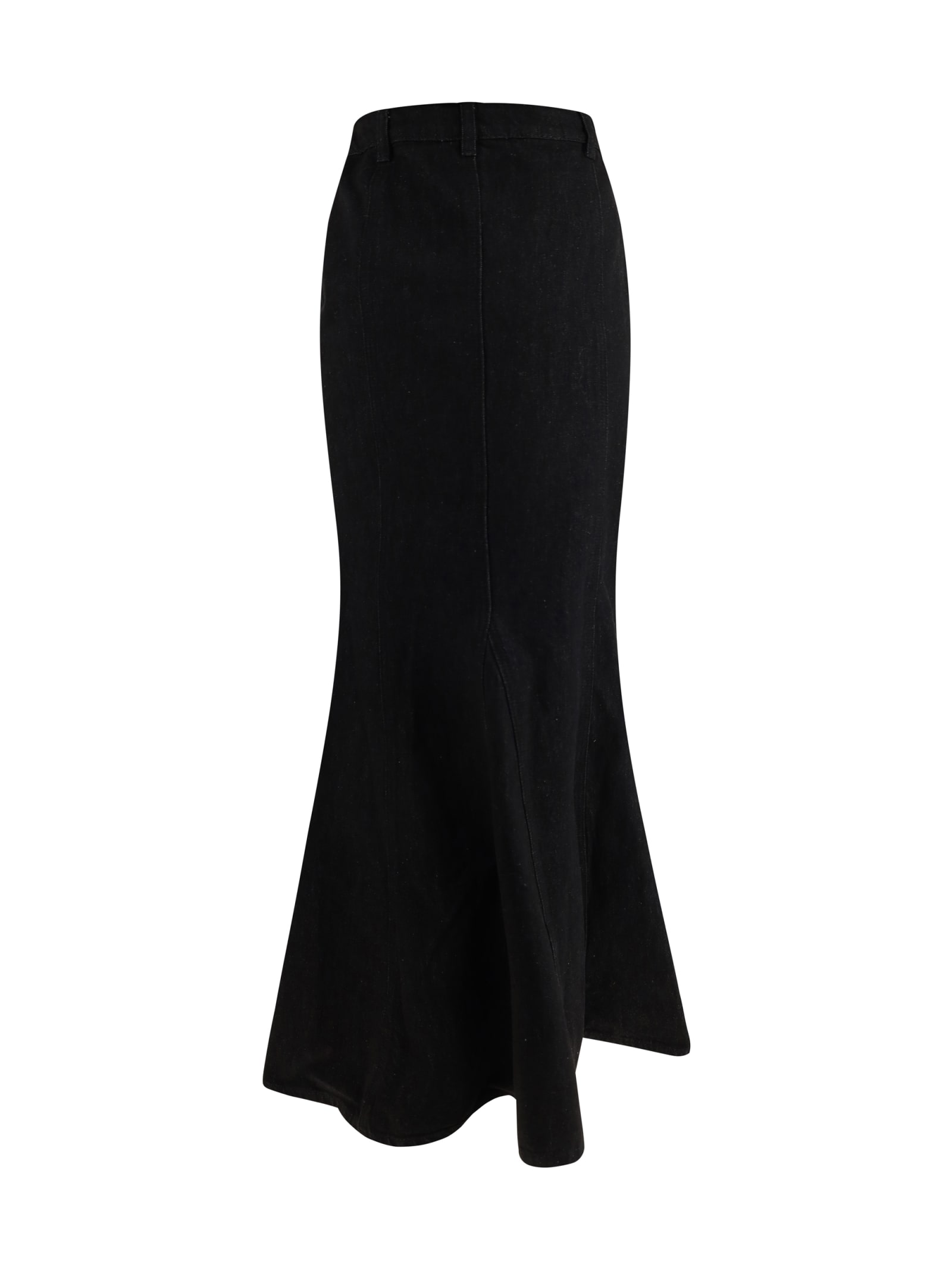 Shop Self-portrait Denim Skirt In Black