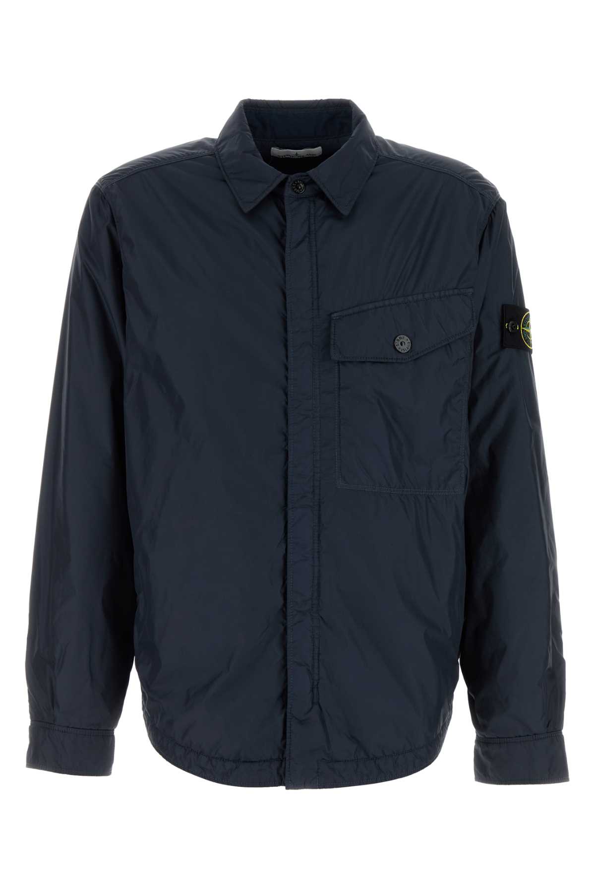 Stone Island Ghost Nylon Smerigliato Overshirt In Navy Blue ModeSens