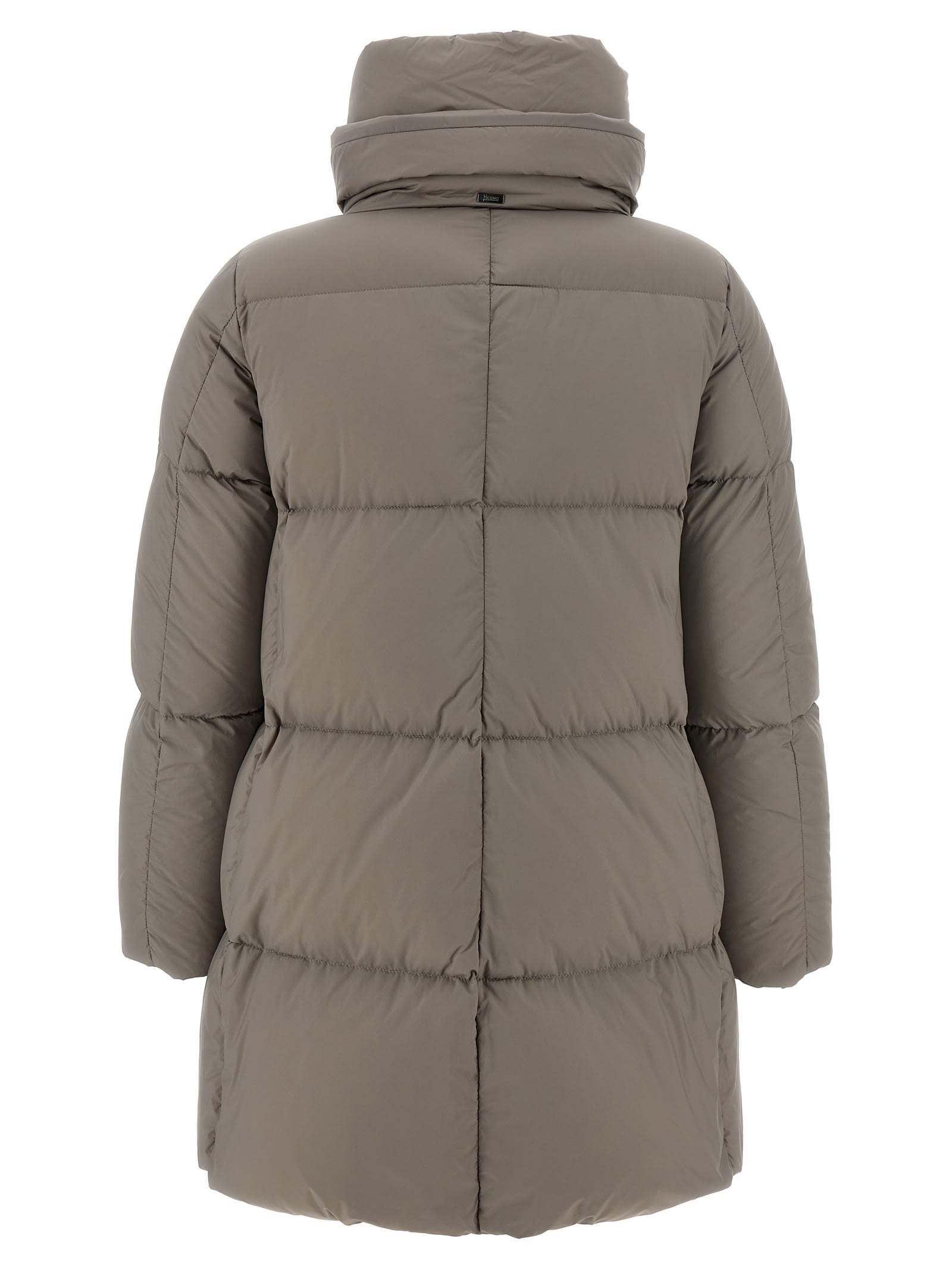 Herno Quilted High-neck Down Coat In Gray