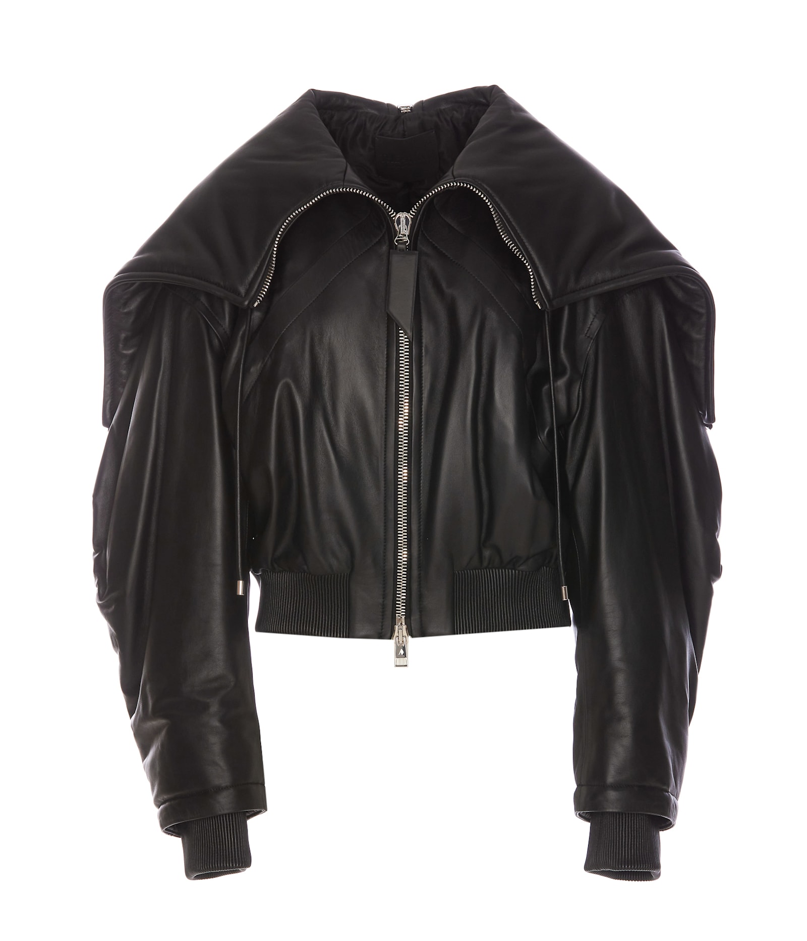 Shop Attico Leather Bomber In Black