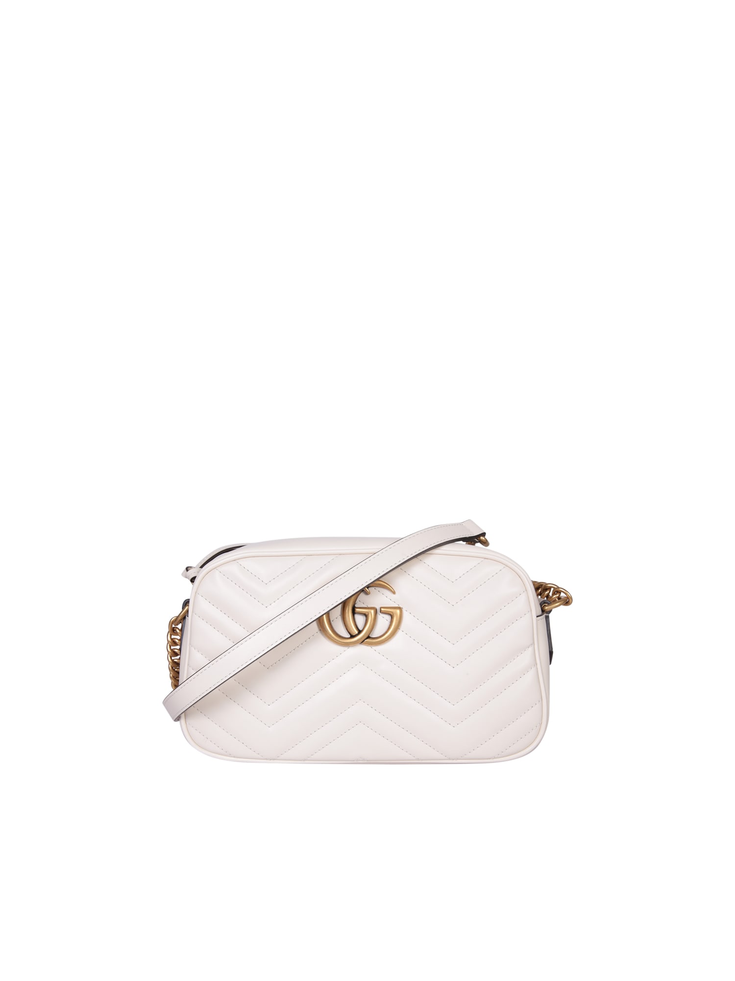 Shop Gucci Marmont S Camera Matelassã© Pink Bag In White