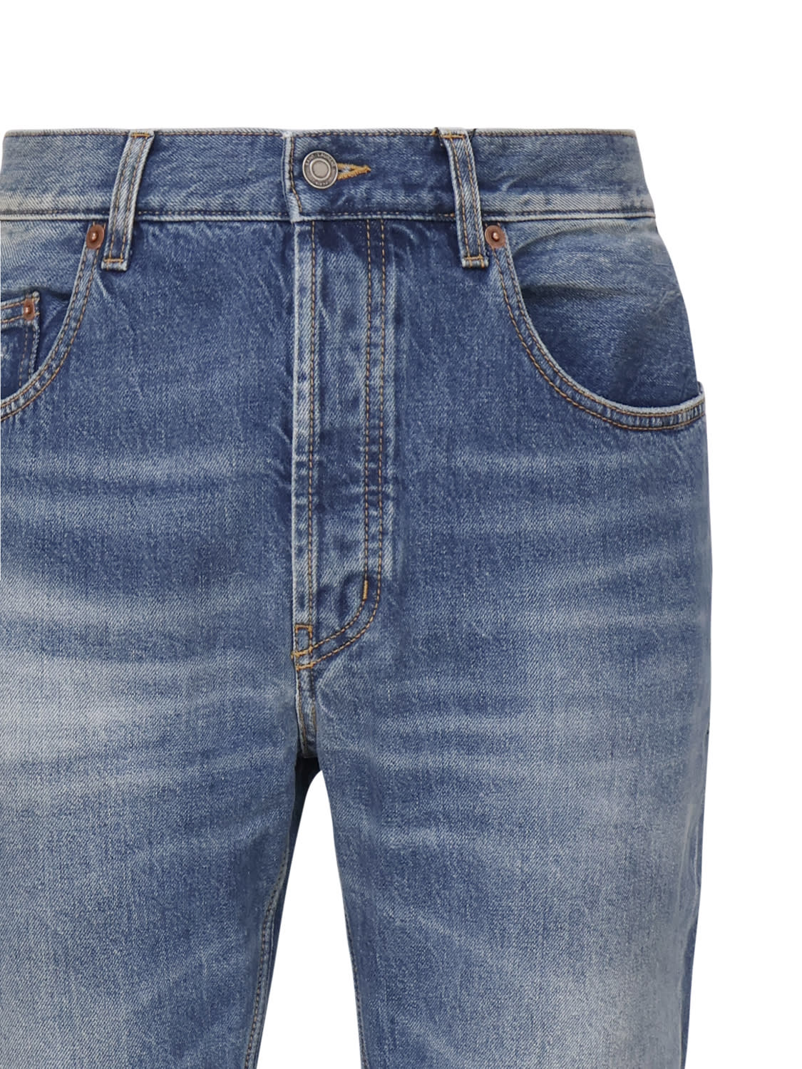 Shop Saint Laurent Sioux Baggy Jeans In Cotton Denim In Dark Capri Blue