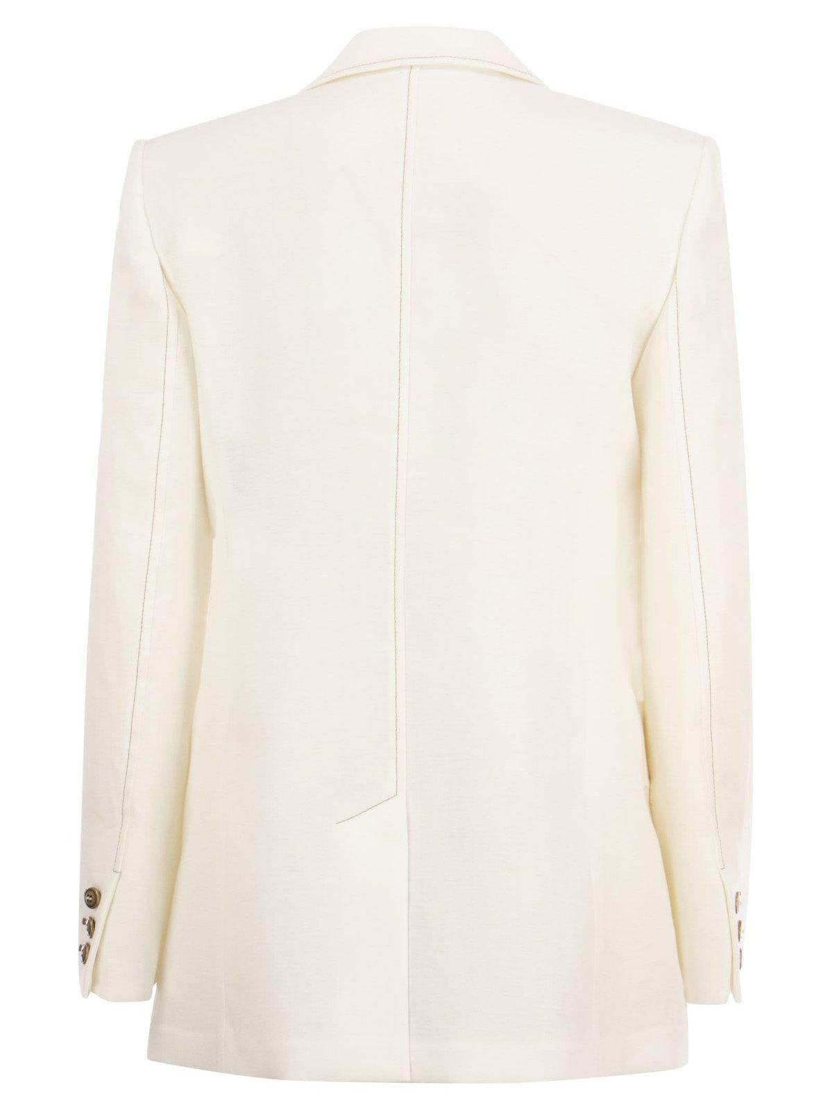 Max Mara Verace Double Breast Linen Blazer In Bianco
