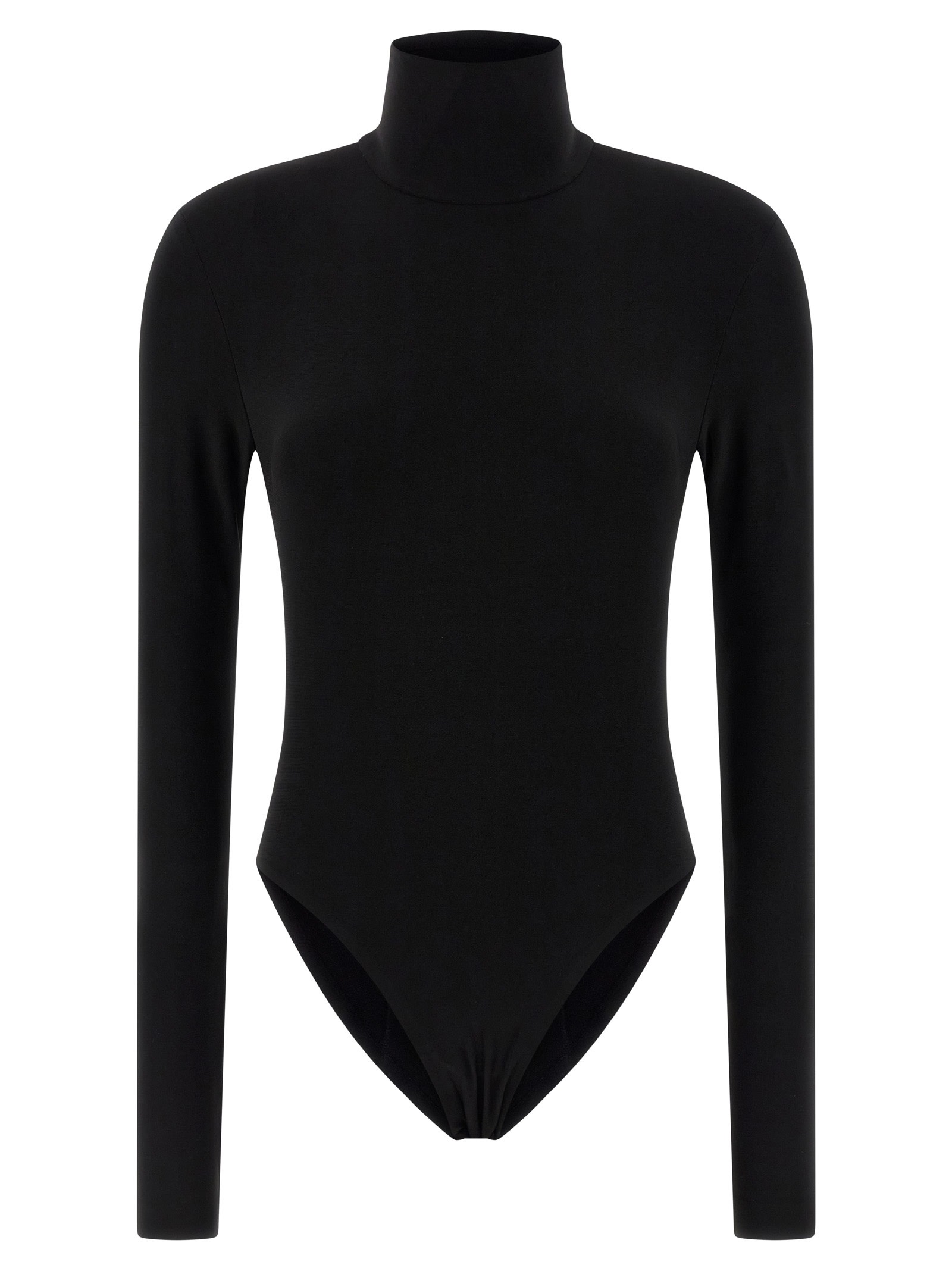 Norma Kamali Fitted Long-sleeve Top With High Neckline In Black