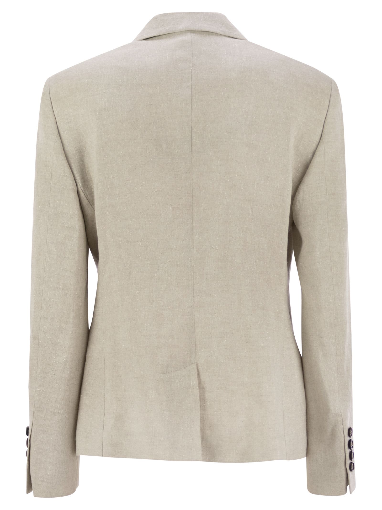 Brunello Cucinelli Women's Sparkling Linen Canvas Jacket With Jewellery In Beige