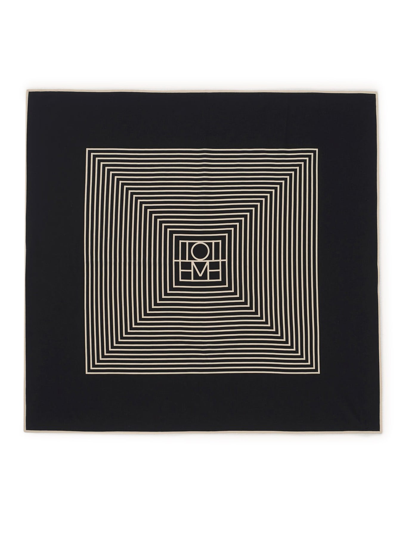Shop Totême Centered Monogram Silk Scarf In Black Monogram