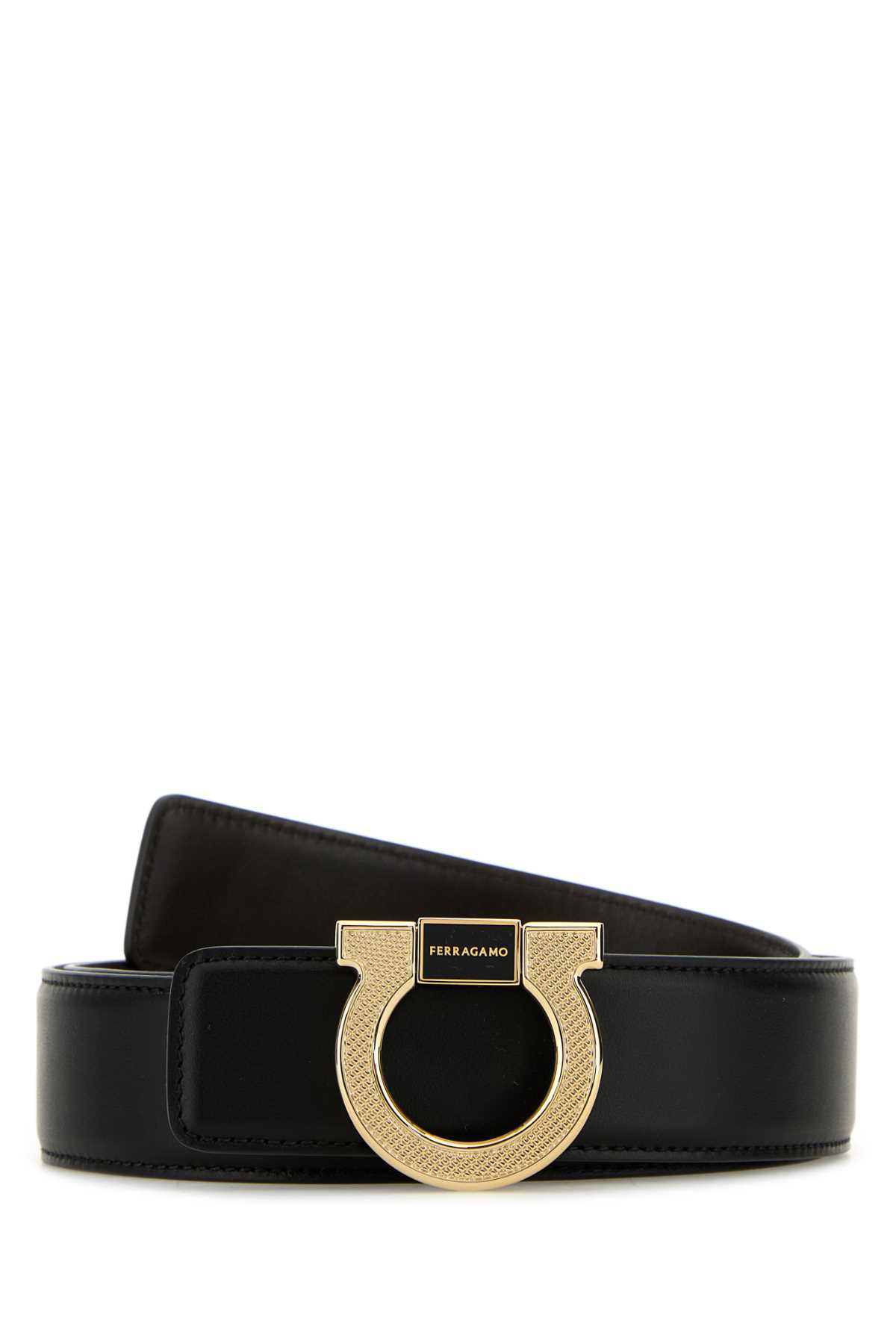 Shop Ferragamo Black Leather Reversible Belt In Nerohickory