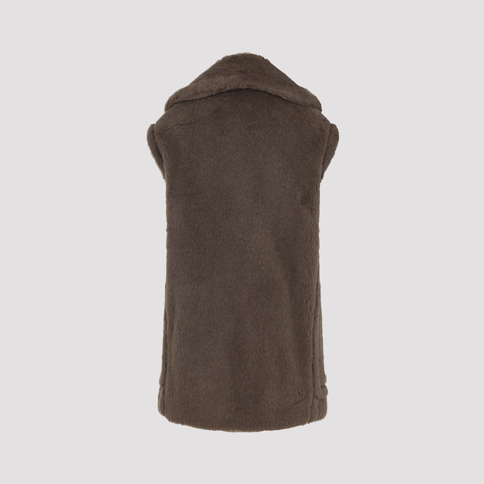 Max Mara Bormida Fur Double-breasted Vest In Brown