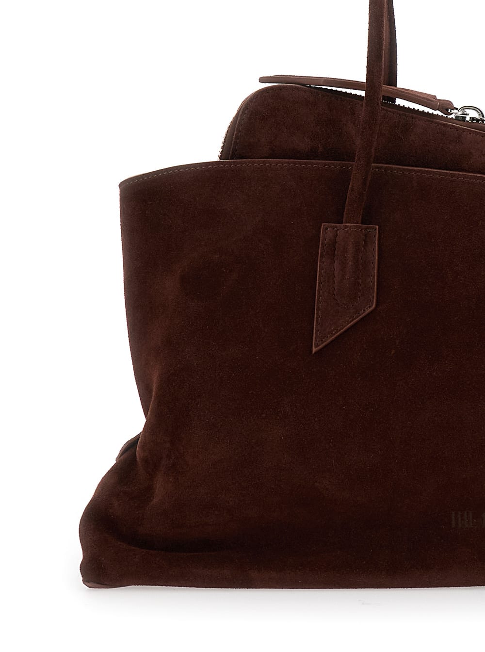 Attico La Passeggiata Brown Shoulder Bag With Two Top Handles In Leather Suede Woman