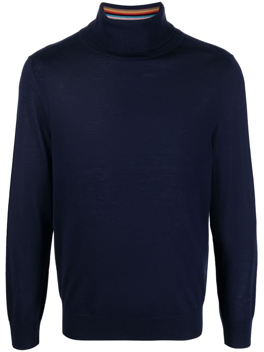 Shop Paul Smith Mens Sweater Roll Neck In Blues