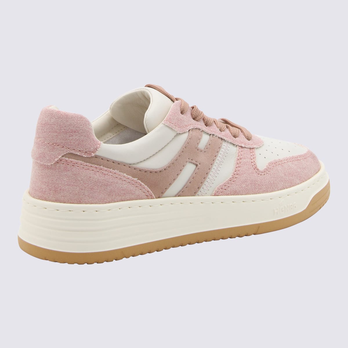 Shop Hogan Pink And White Leather H630 Sneakers