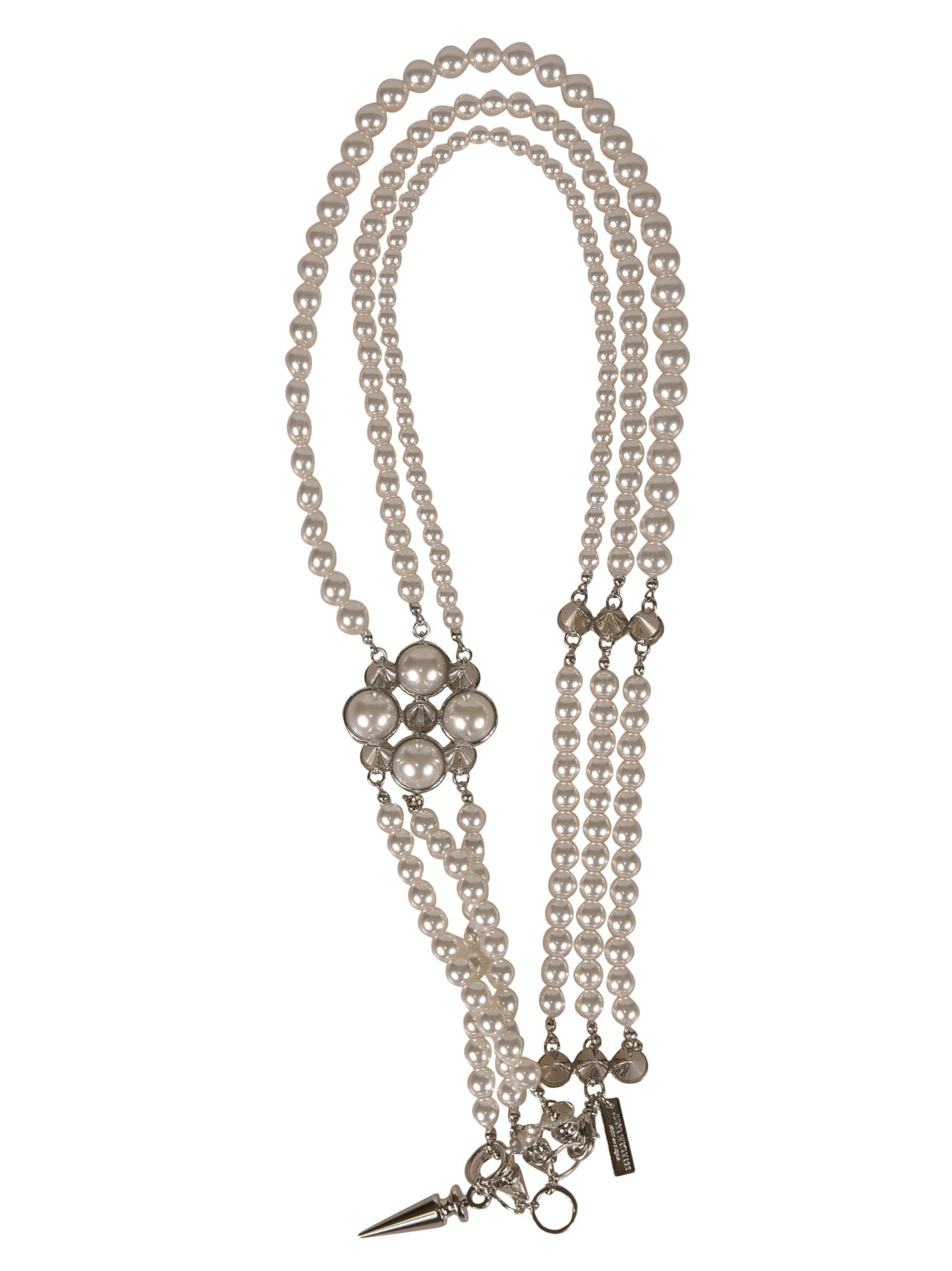 Junya Watanabe Pearl Necklace In Silver