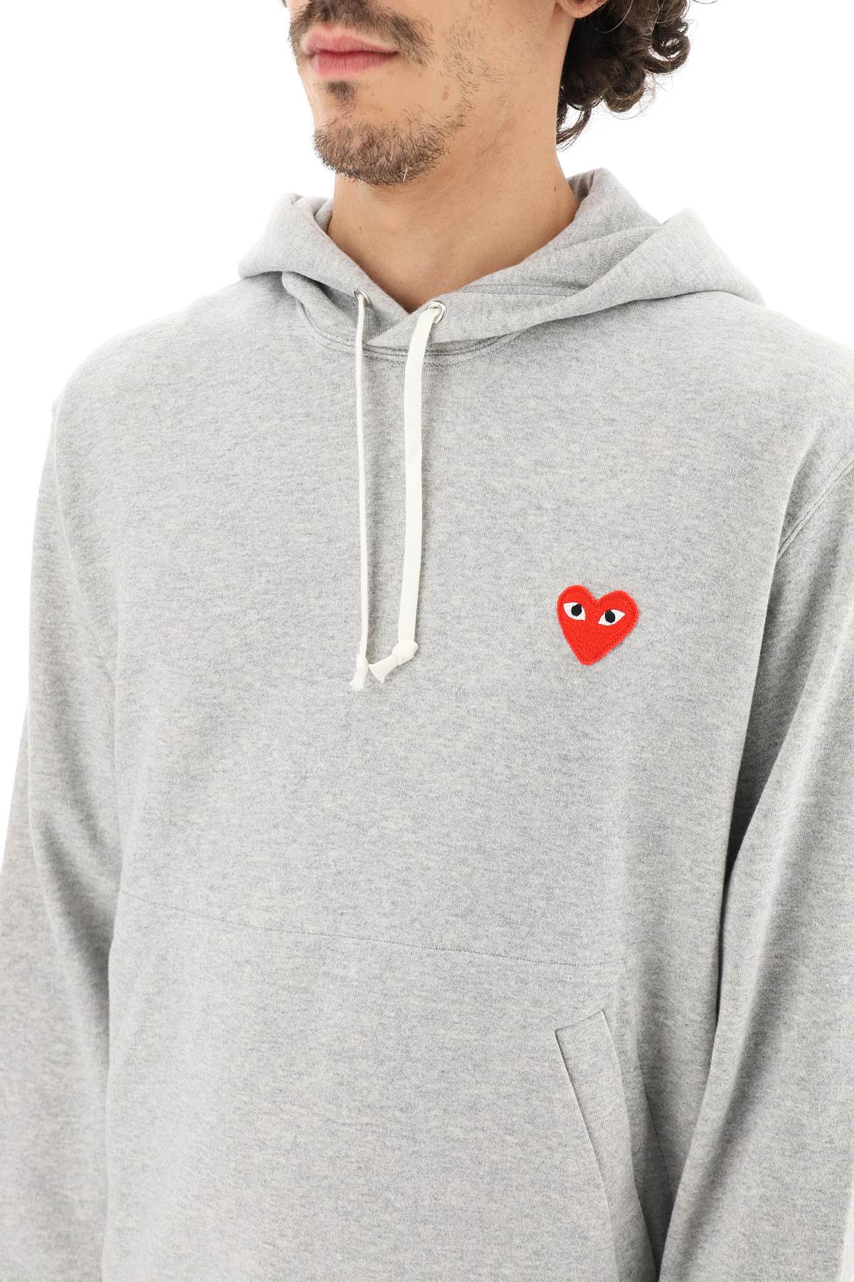 Shop Comme Des Garçons Play Heart Patch Unisex Hoodie In Gray (grey)