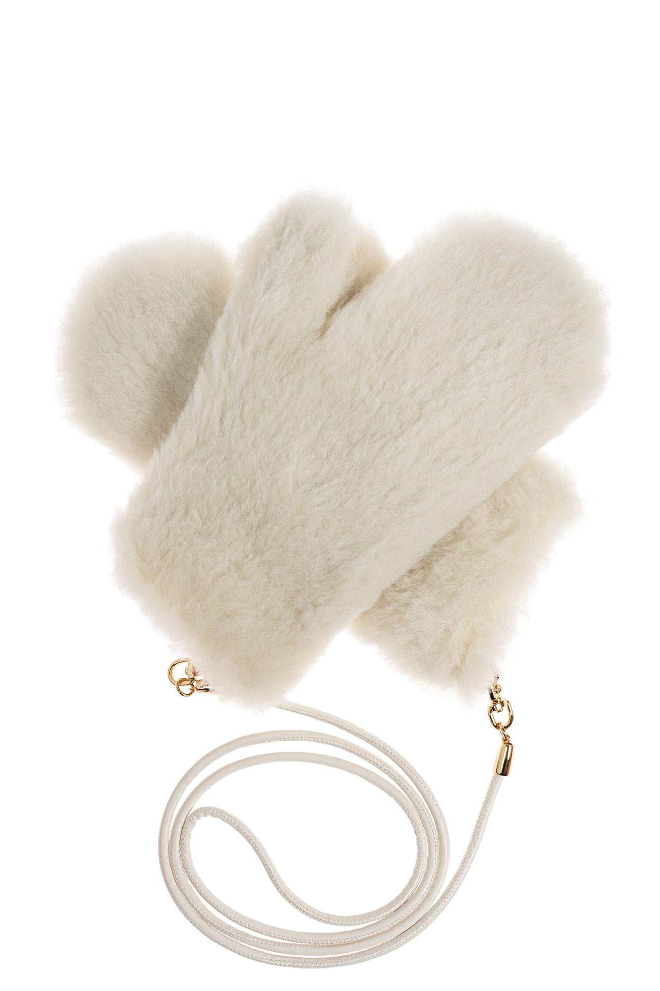 Max Mara Futrzane Gloves Ombrato In White