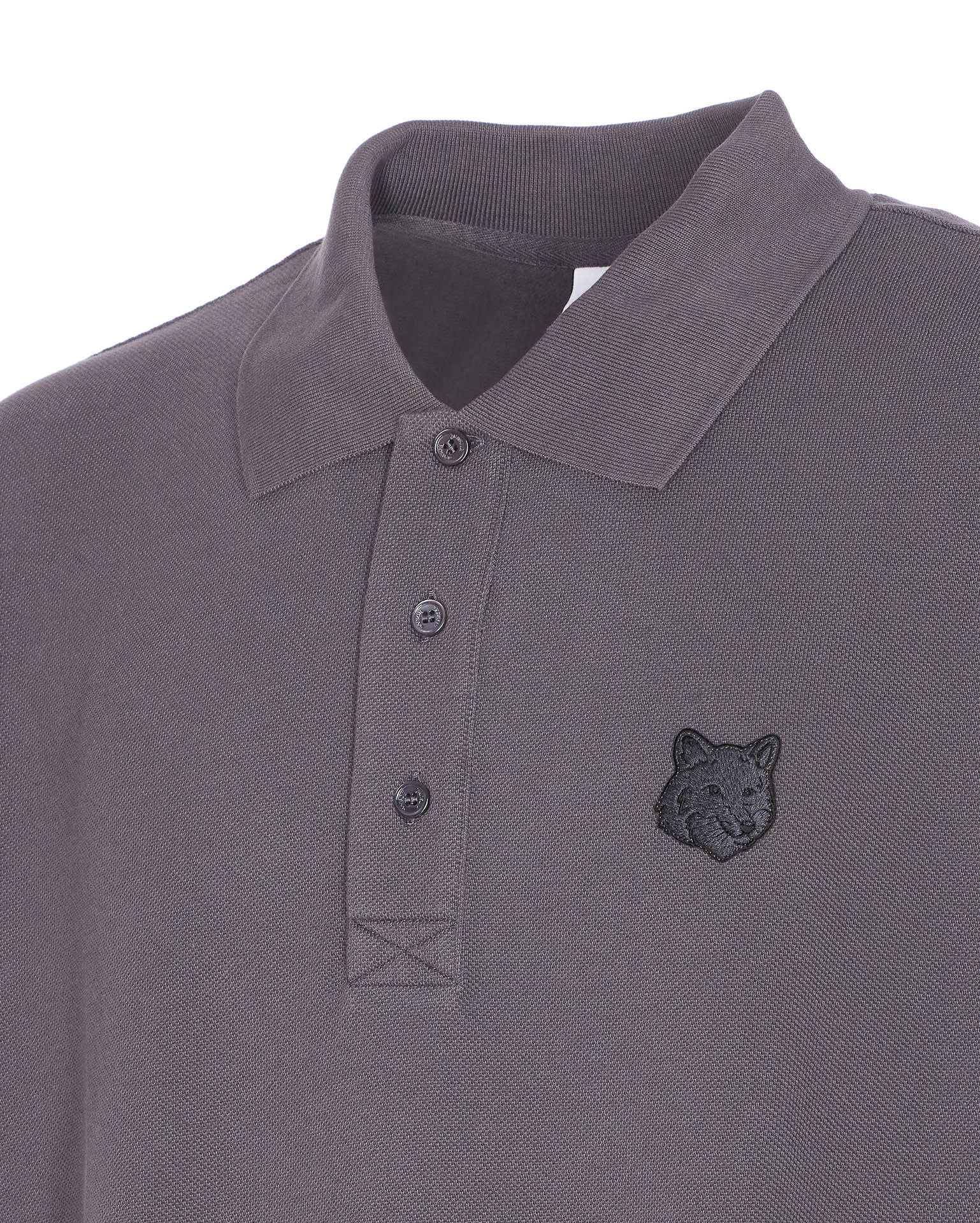 Maison Kitsuné Fox Head Oversize Polo Shirt In Gray