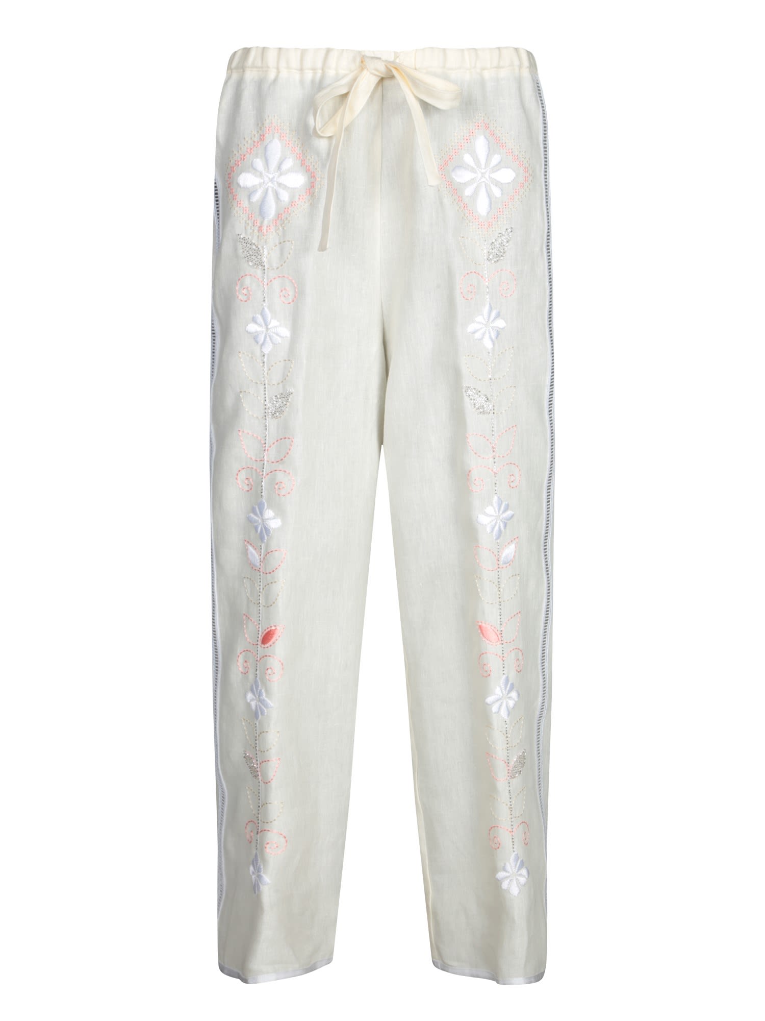 Forte Forte Oniric Blossom White Linen Trousers In White
