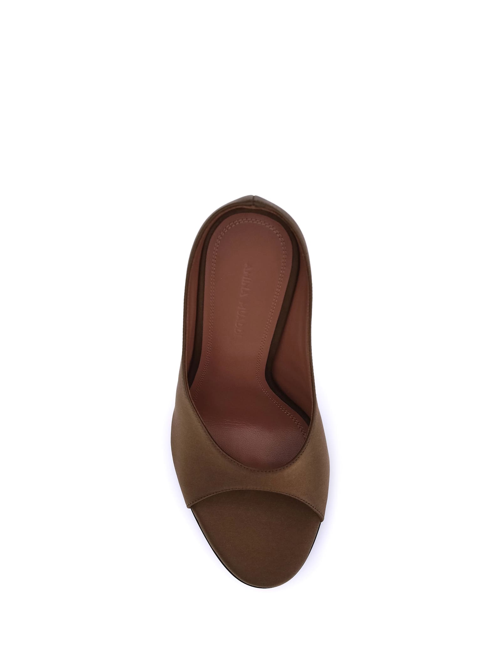 Amina Muaddi 105mm Anok Satin Peep-toe Sandals In Brown