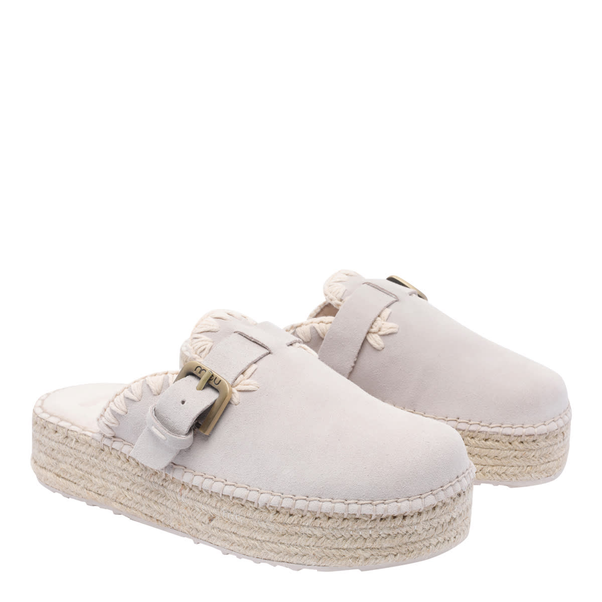 Mou Ivory Suede Leather Sneakers In White