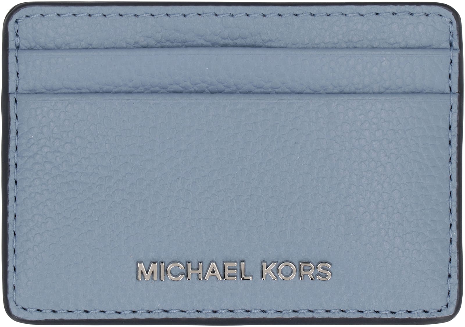 Michael Michael Kors Pebbled Calfskin Card Holder In Light Blue