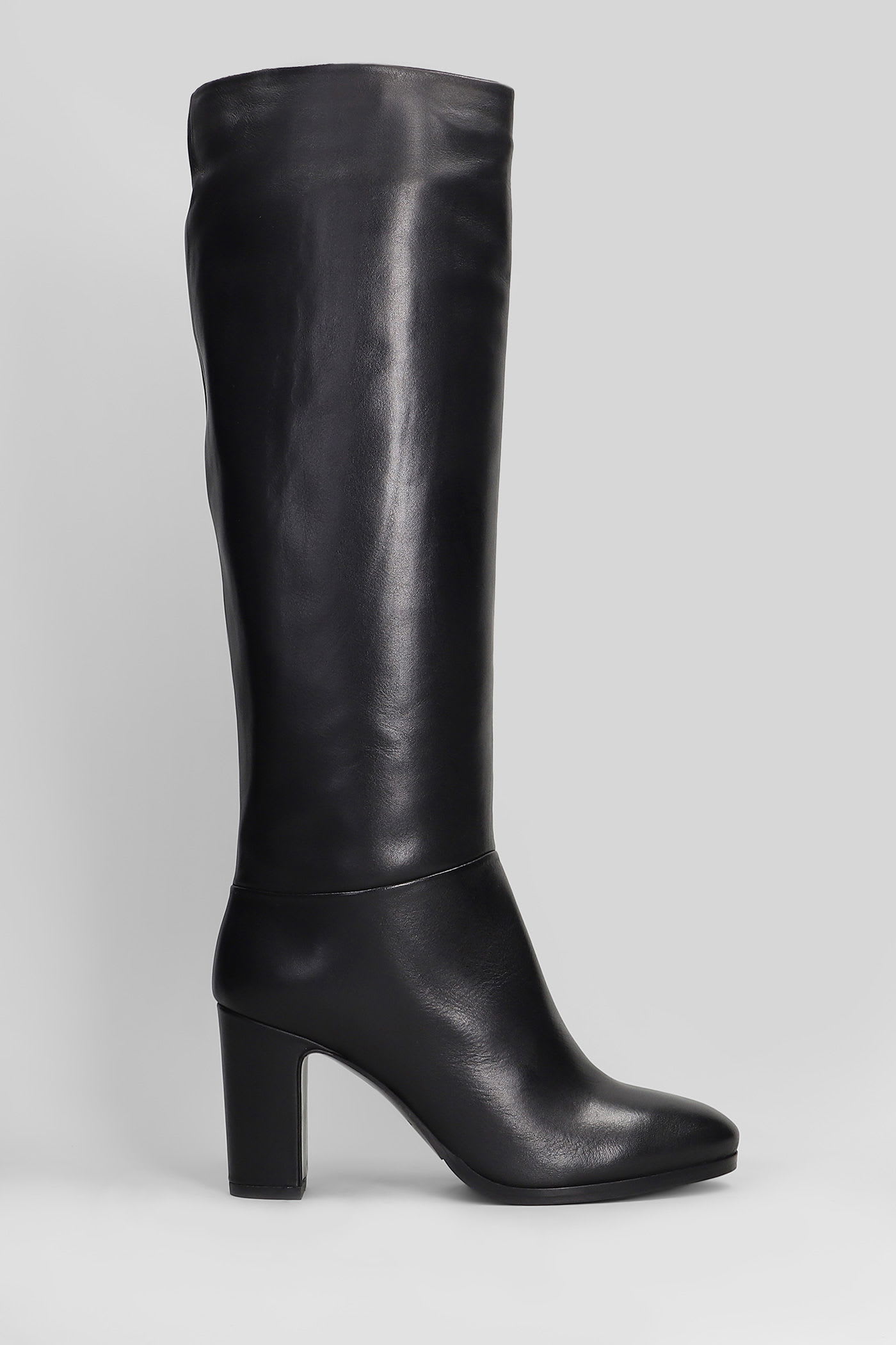 Julie Dee High Heels Boots In Black Leather In Multi
