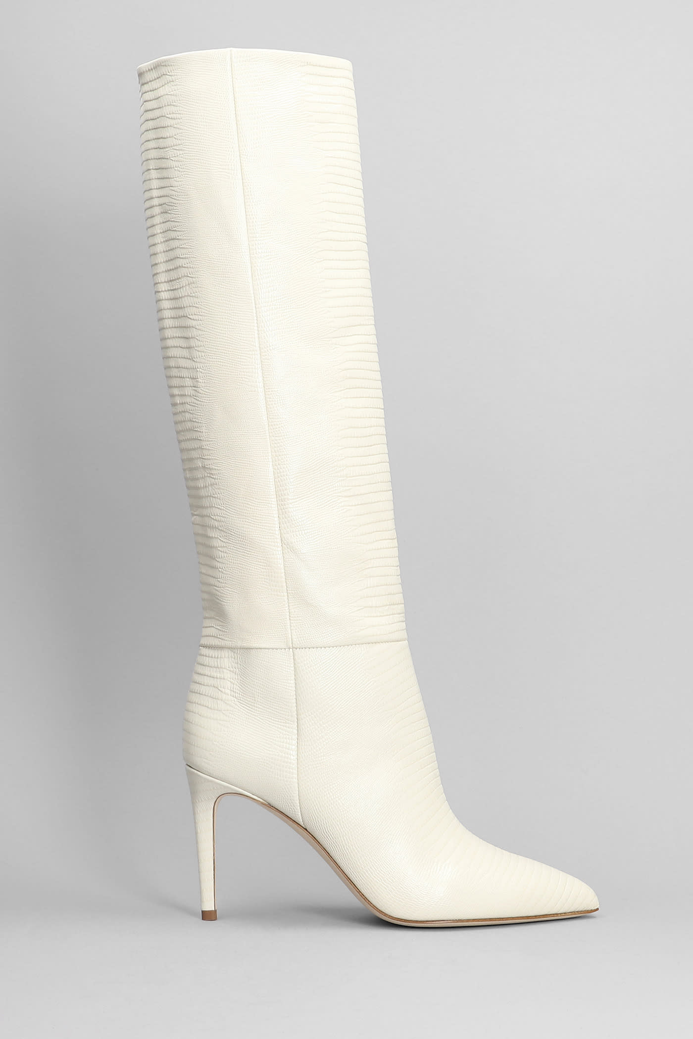 Paris Texas High Heels Boots In Beige Leather In White