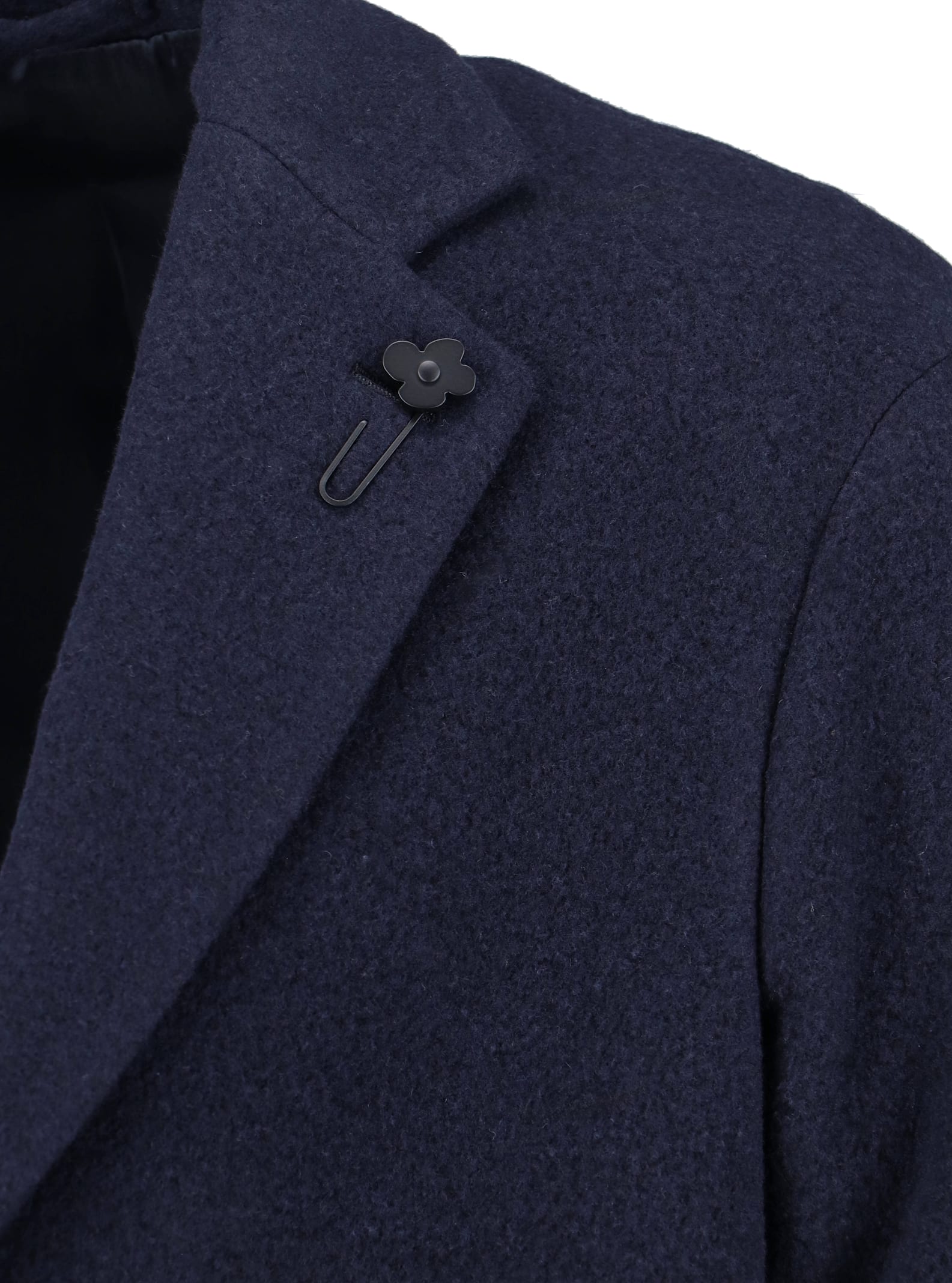 Lardini Lapel Single-breasted Jacket Front Pockets Pin In Blue