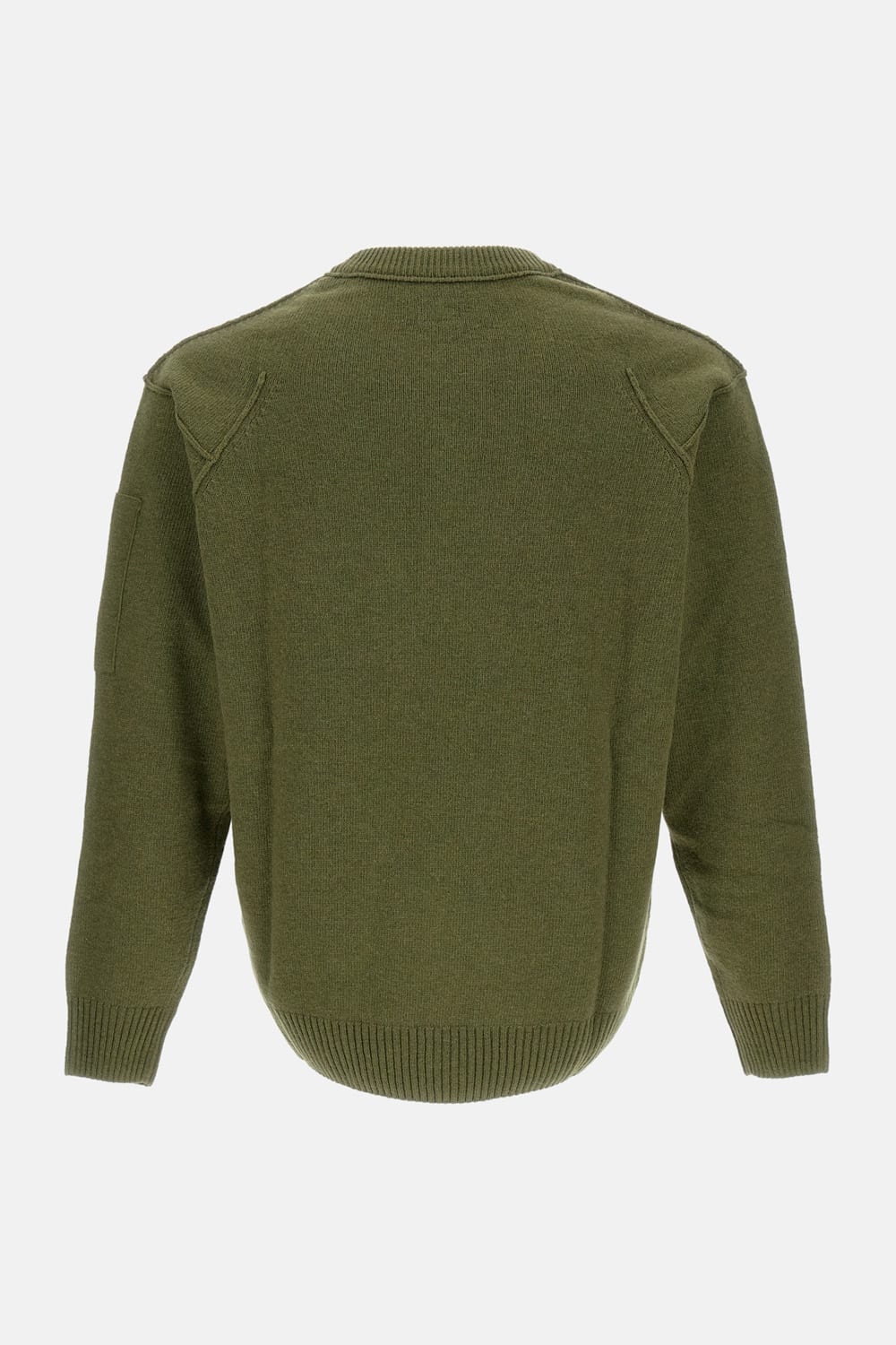 C.p. Company Green Crewneck Sweatshirt With Lens Motif On The Sleeve In Green