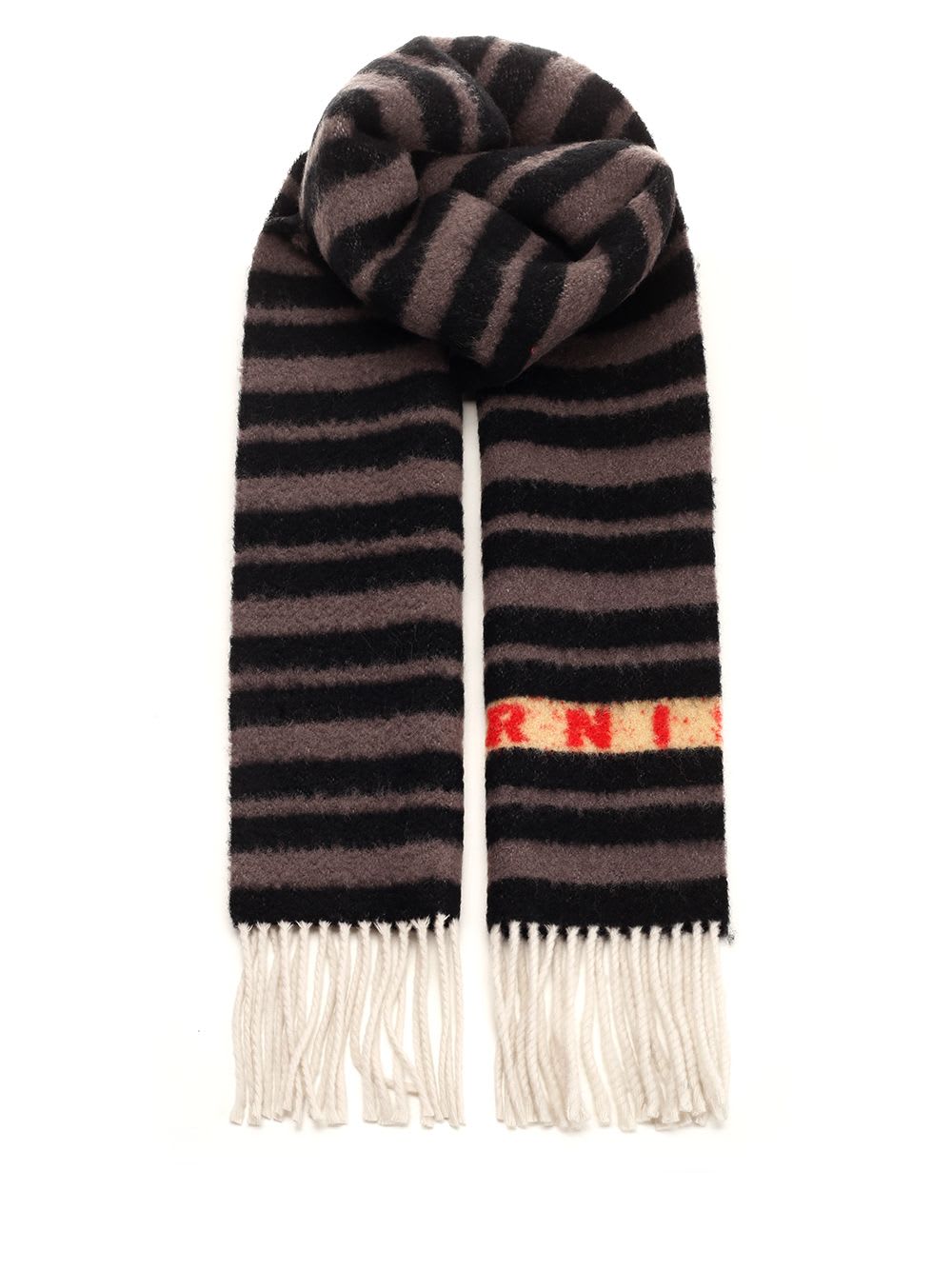 Shop Marni Wool Scarf In Black