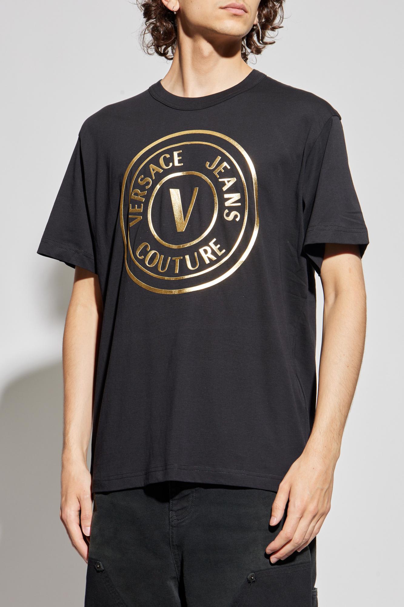 Versace Jeans Couture T-shirt With Printed Logo In Black