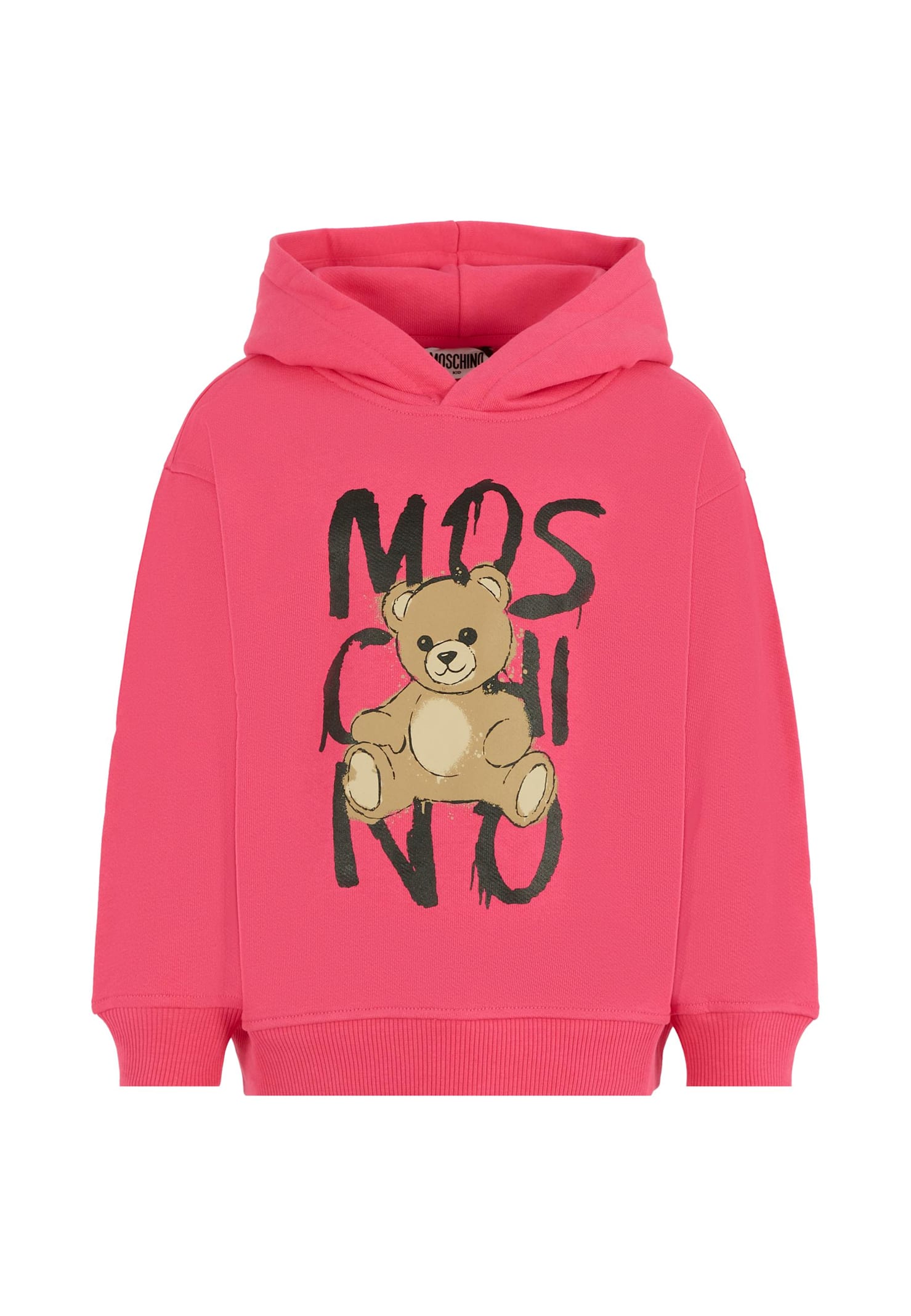 Moschino Fuchsia Sweatshirt For Girl With Teddy Bear In Pink