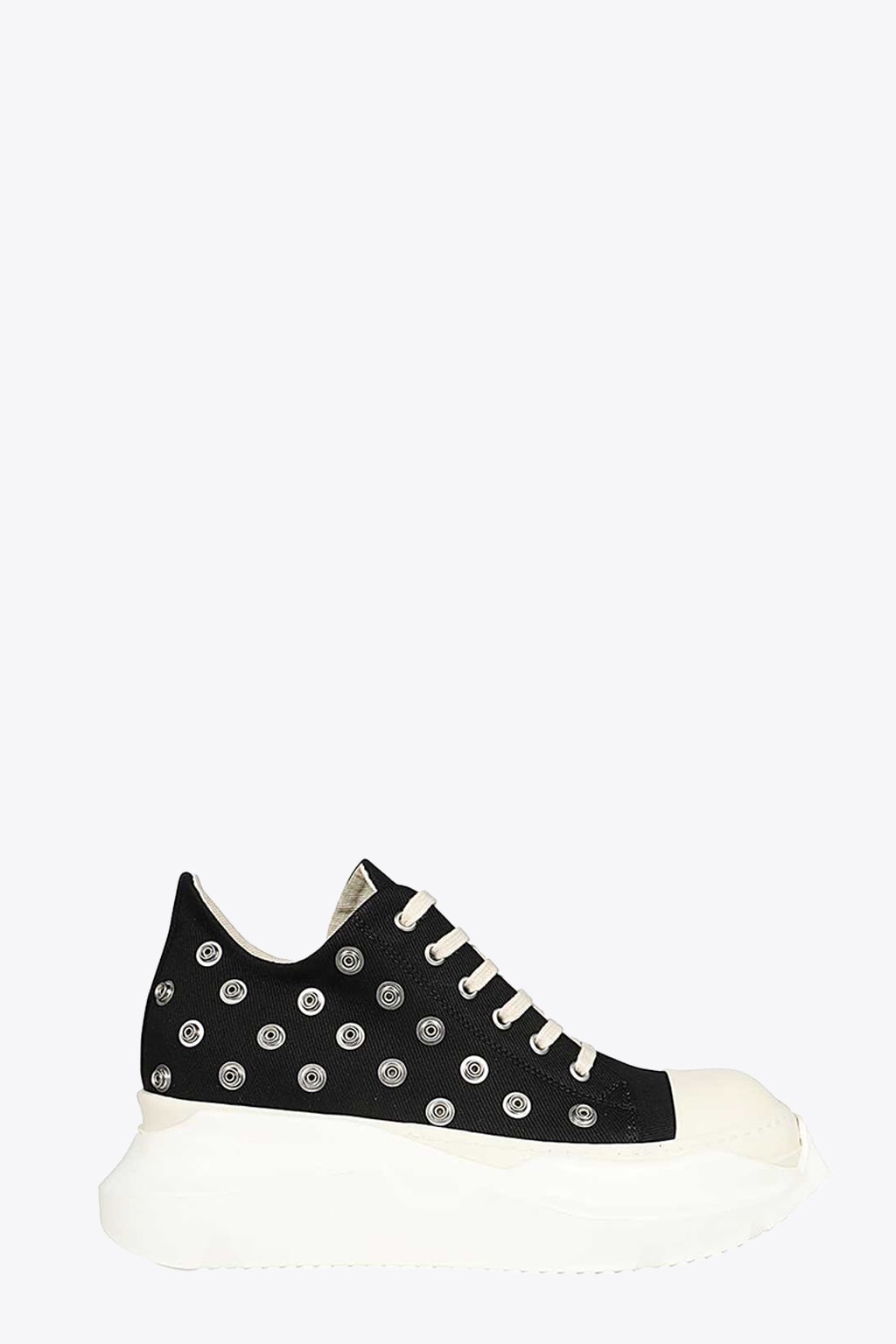 Drkshdw Abstract Low Sneak Black Canvas Low Sneaker With Metal Snaps - Abstract Low Sneak In Nero/bianco