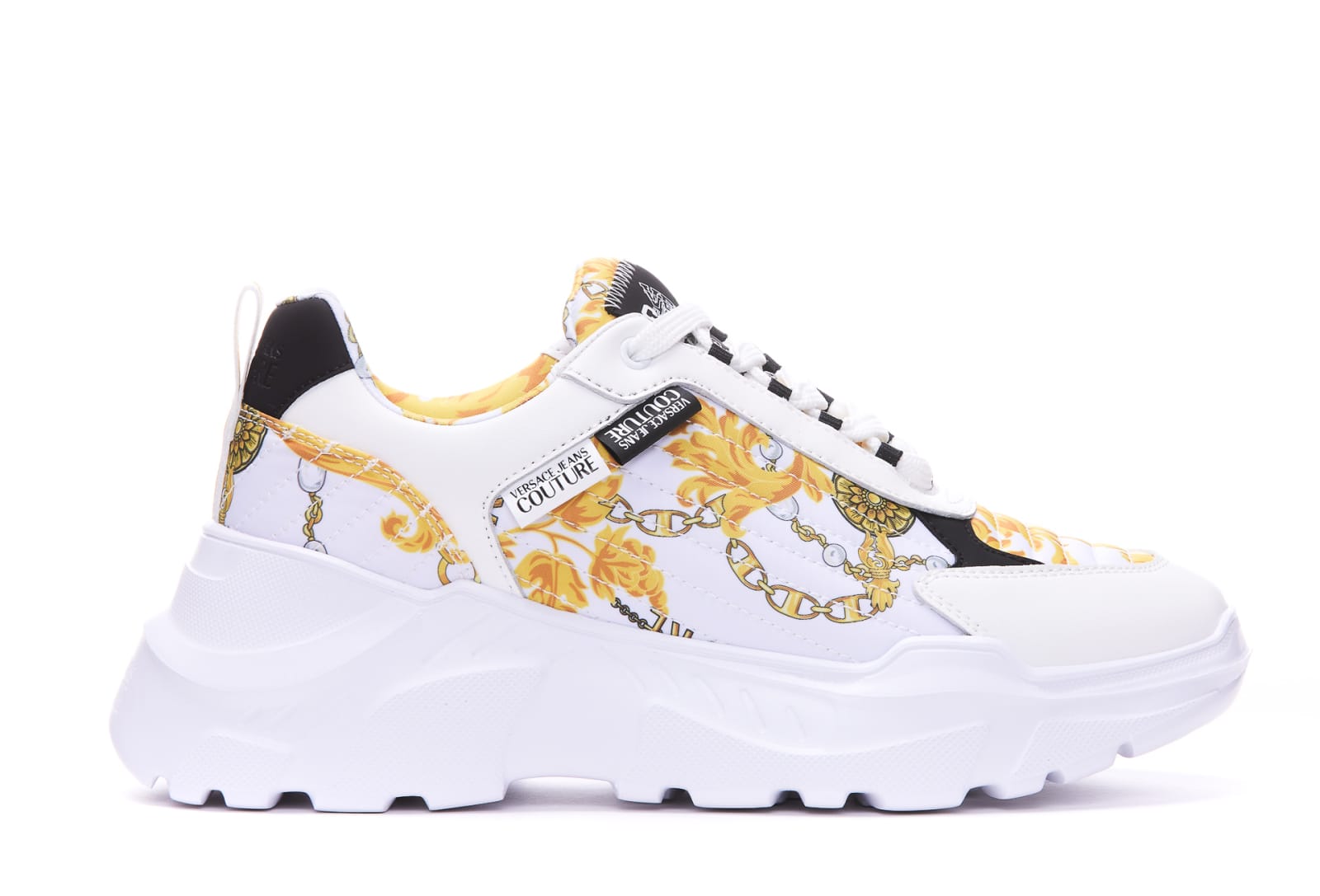 White & Gold Stargaze Sneakers by Versace Jeans Couture on Sale