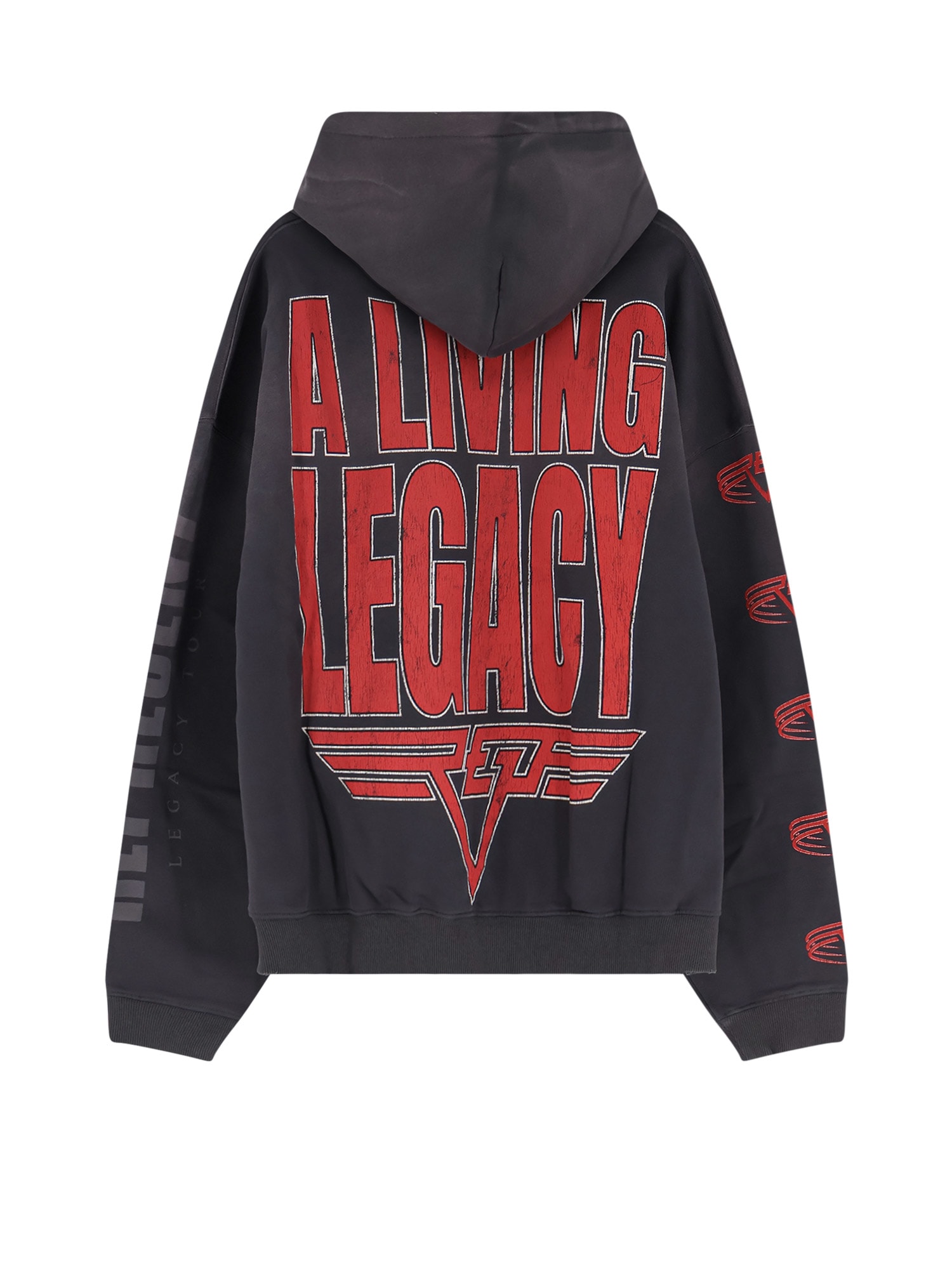 Represent Grey Hoodie With Maxi Logo Print On Front And Rear And Dropped Shoulders In Cotton Man In Gray