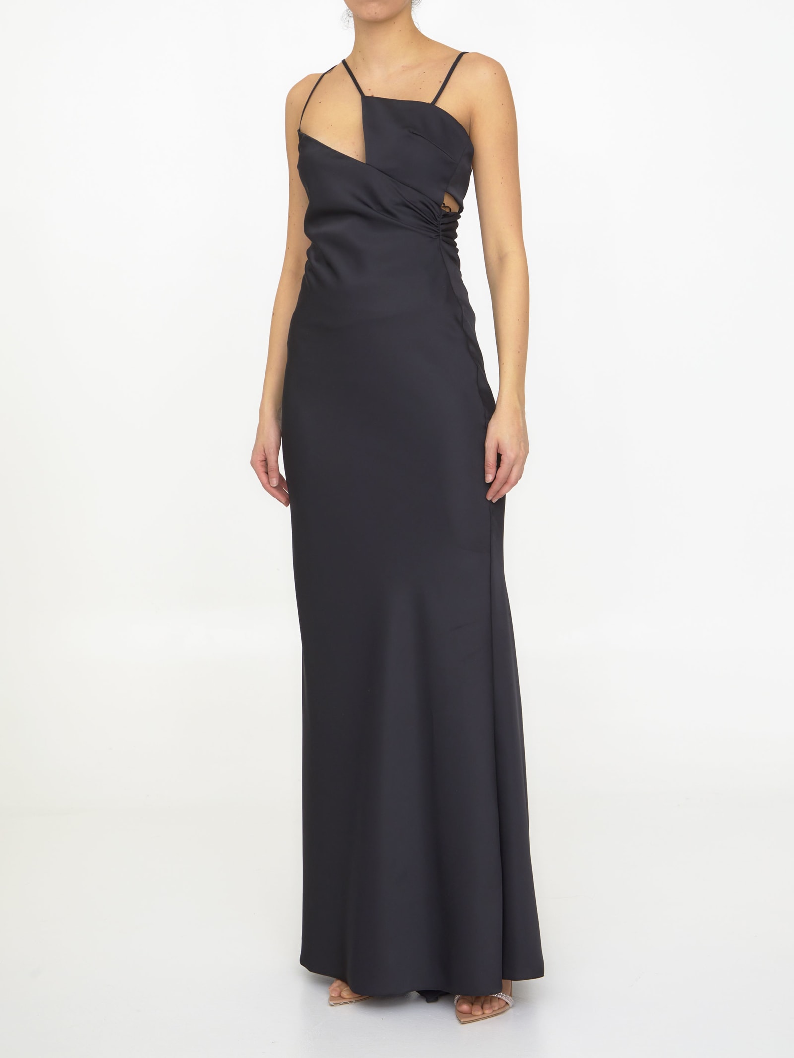 Shop Attico Melva Long Dress In Black