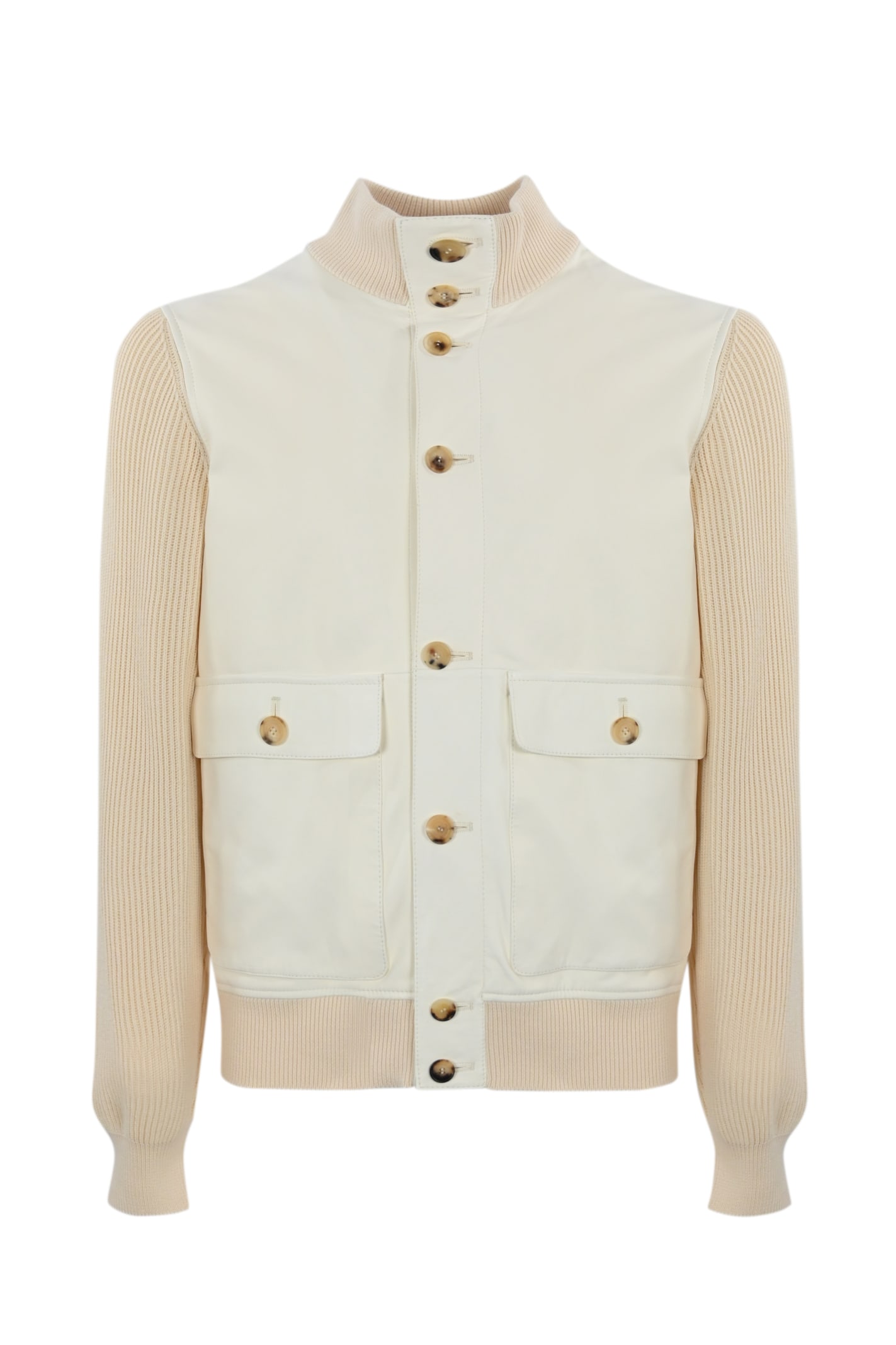 BRUNELLO CUCINELLI NAPPA AND KNITTED JACKET