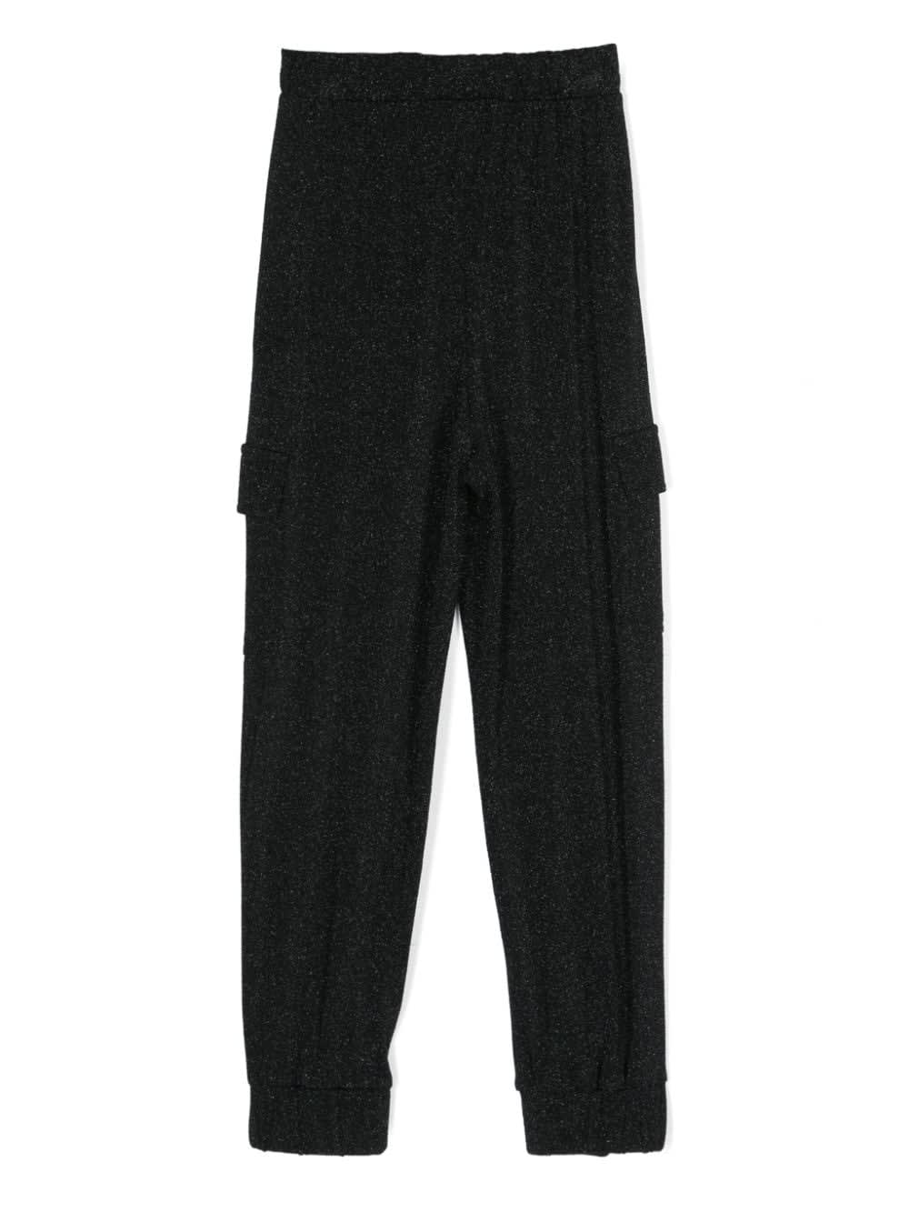 Monnalisa Lurex Cargo Trousers In Black