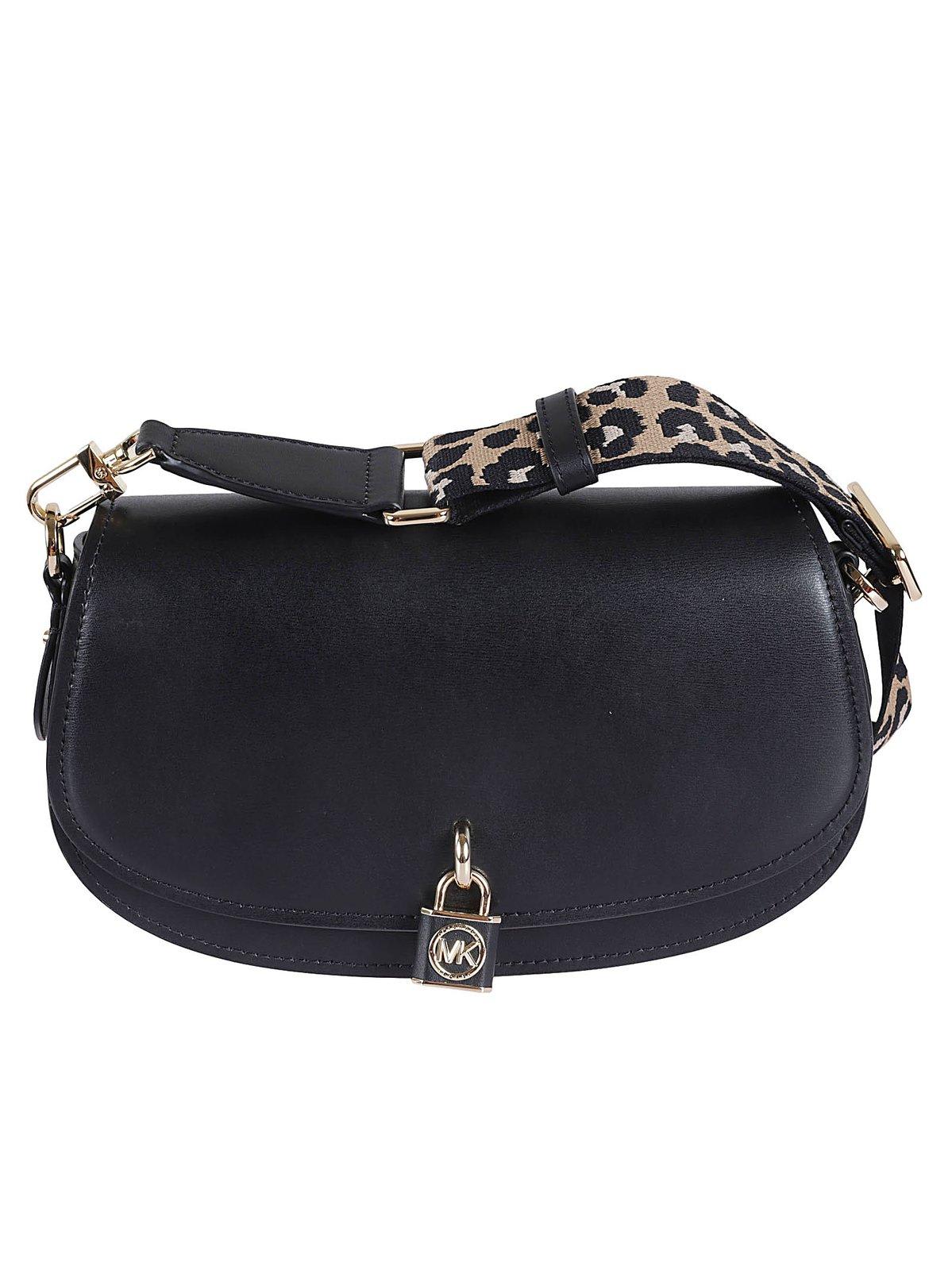 Michael Kors Mila Medium Leather Messenger Bag - Black Multi