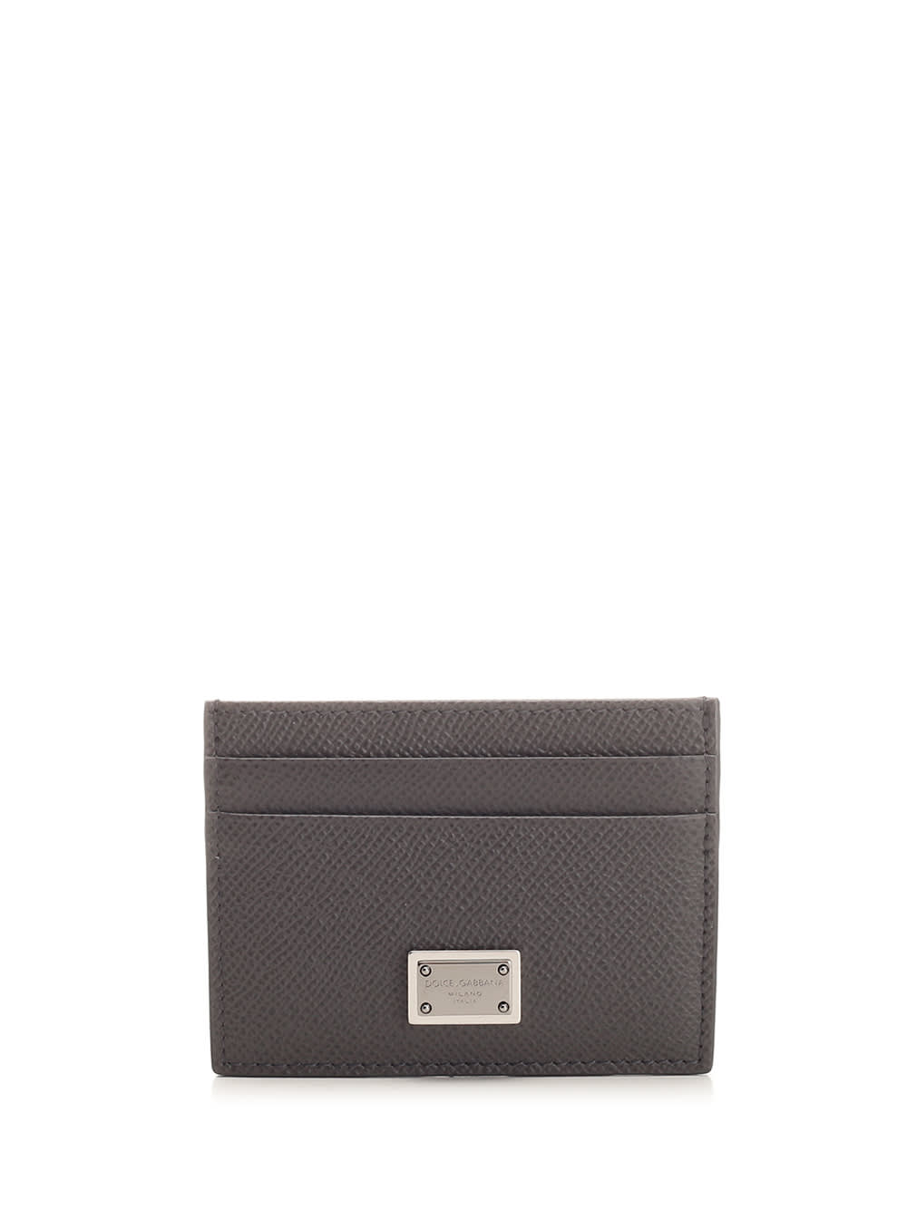Shop Dolce & Gabbana Leather Card Holder In Grey