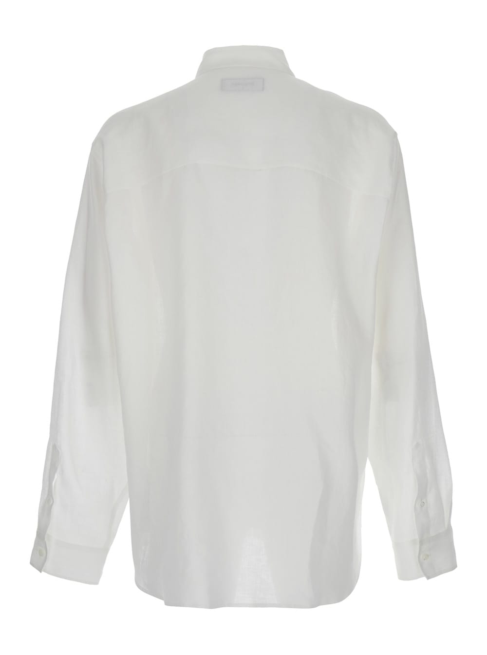 Dsquared2 White Shirt With Classic Collar And Embroidered Logo On The Front In Linen Man
