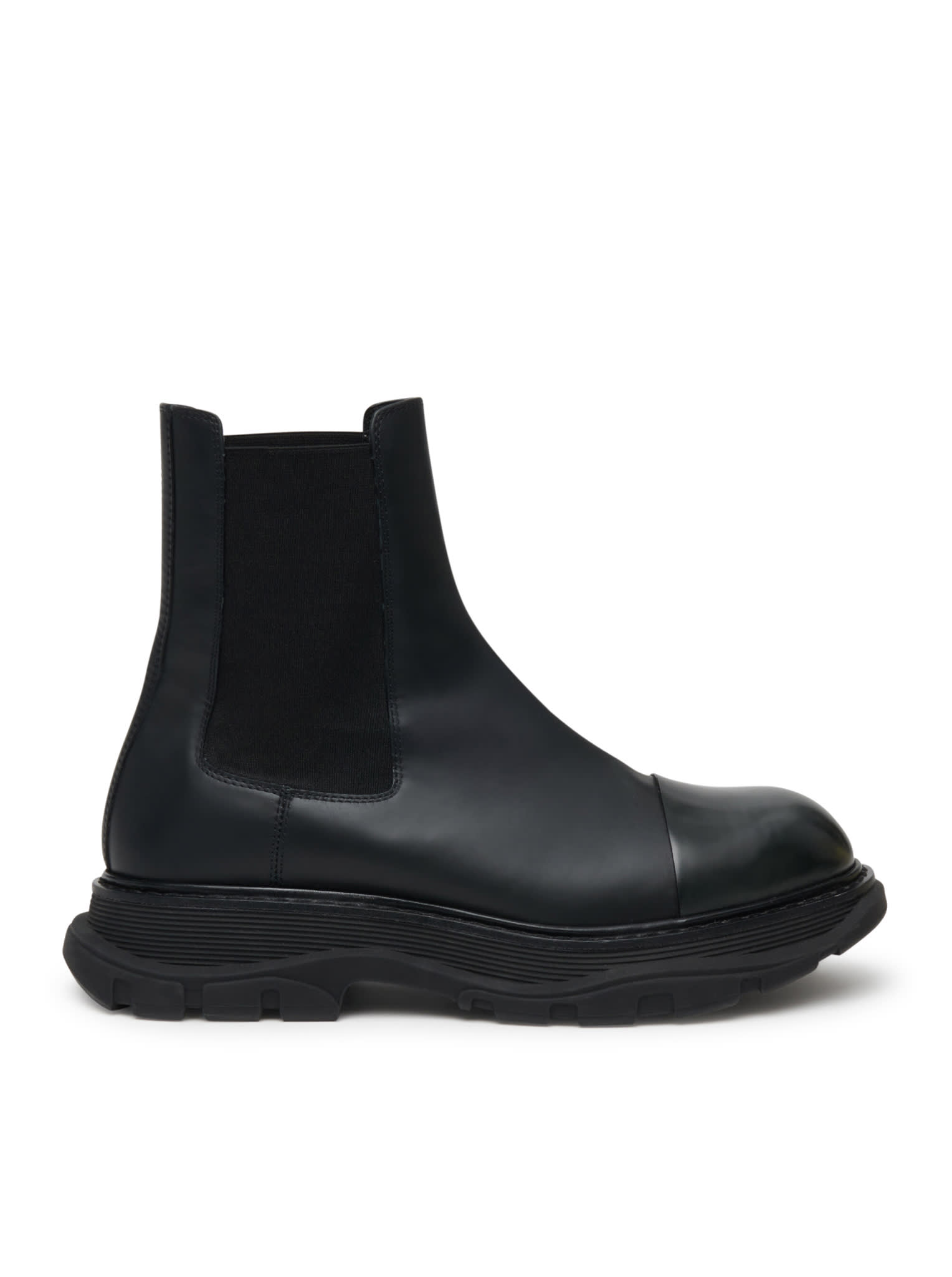 Shop Alexander Mcqueen Boot Leathe.s.rubber In Black