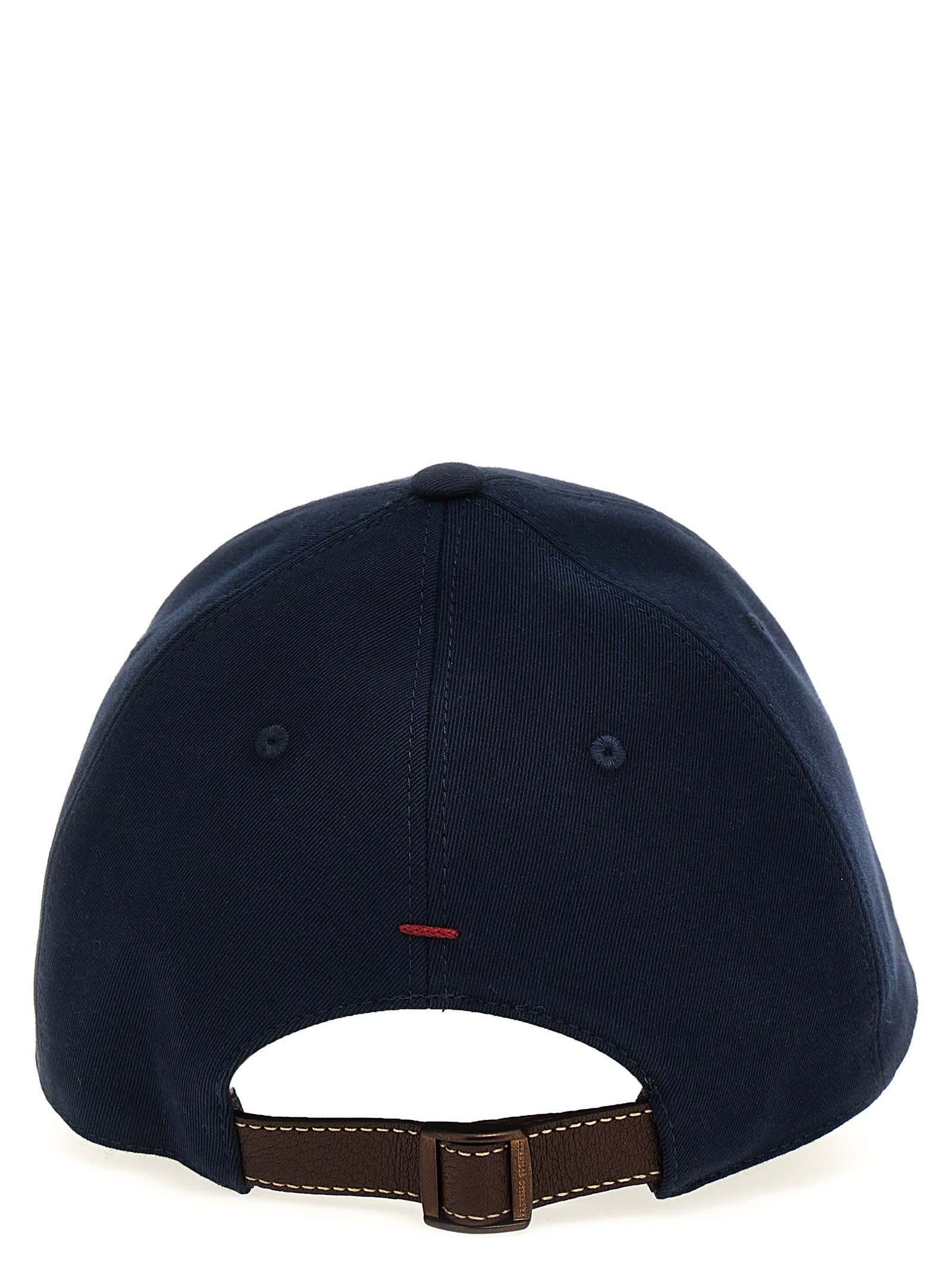 Brunello Cucinelli Men Logo Embroidery Baseball Cap In Blue