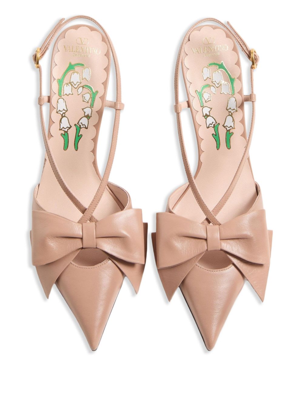 Valentino 'bowow' Slingback With Pointed Toe And Stiletto Heel In White