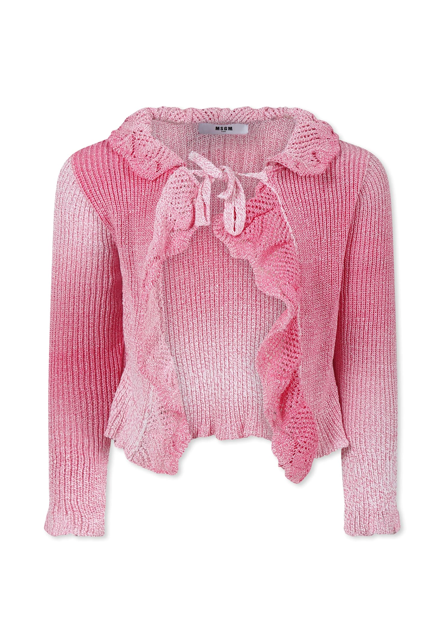 Shop Msgm Pink Cardigan For Girl With Logo