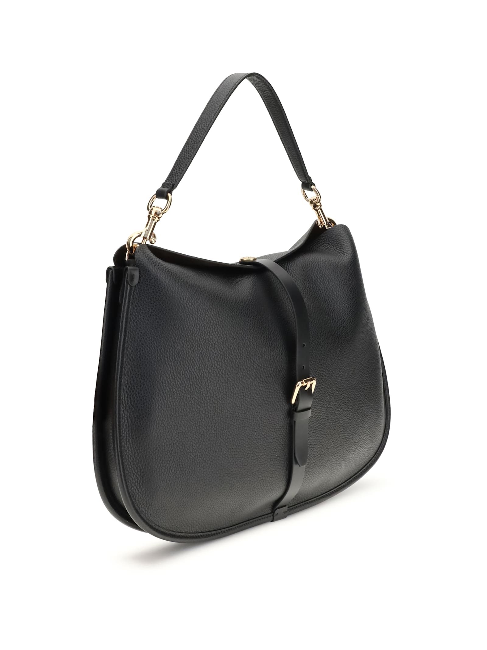Etro Buckle-fastening Extra-large Leather Shoulder Bag In Black