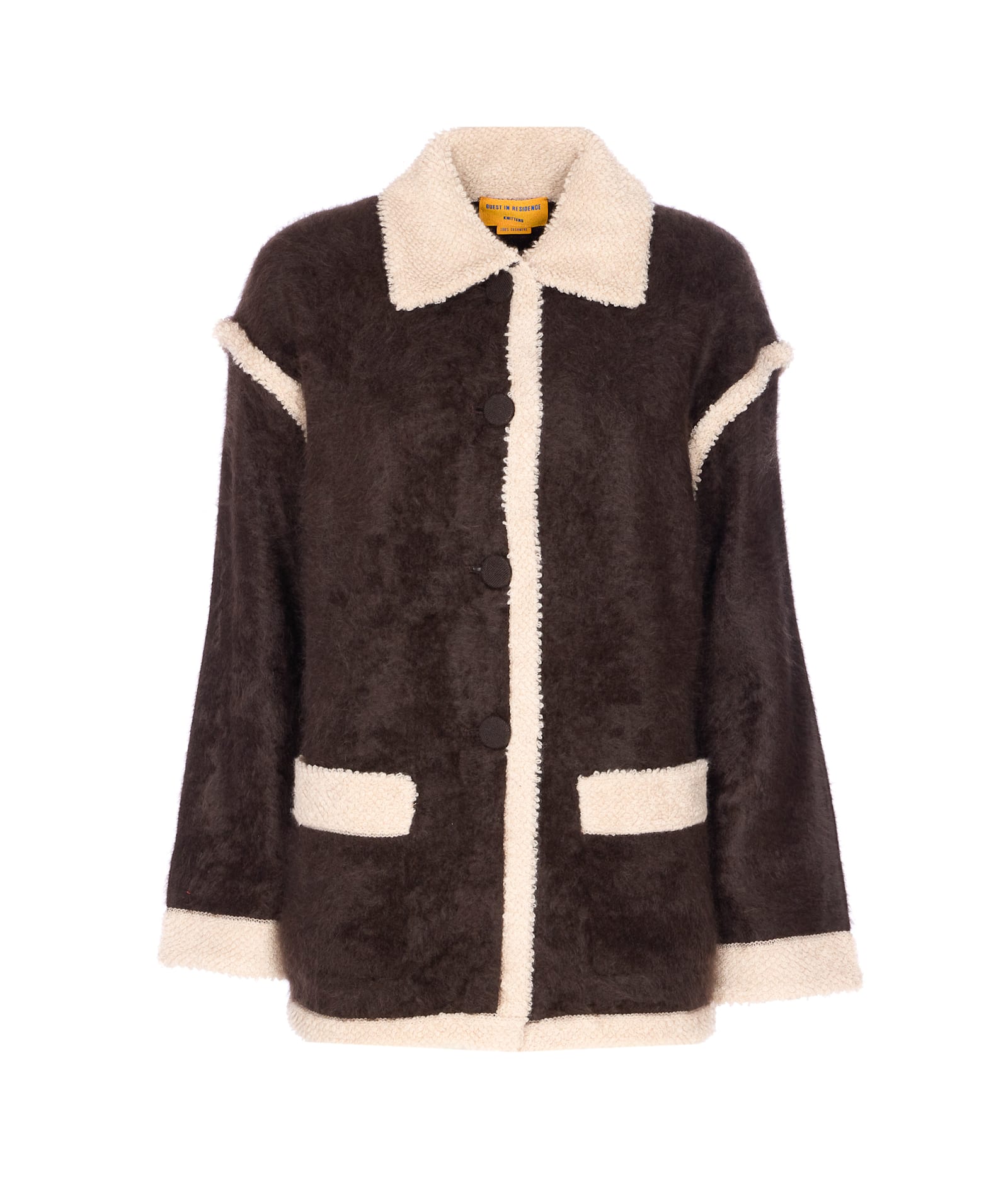 Guest In Residence Grizzly Shearling-trim Cashmere Jacket In Brown