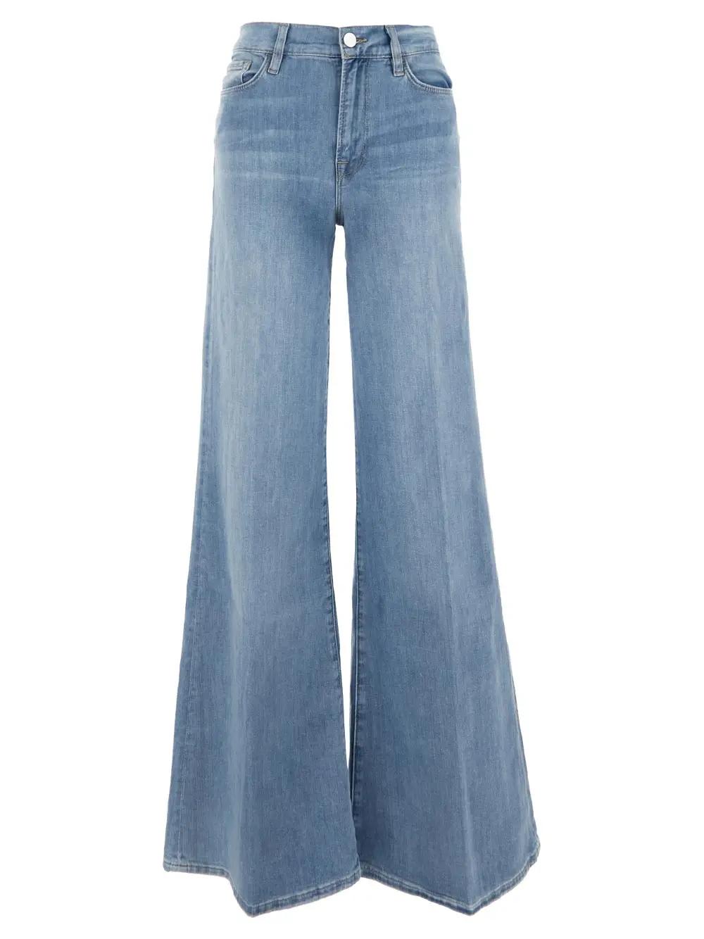 Frame Le Palazzo Jeans In the Jeans In Light Blue Organic Cotton With ...